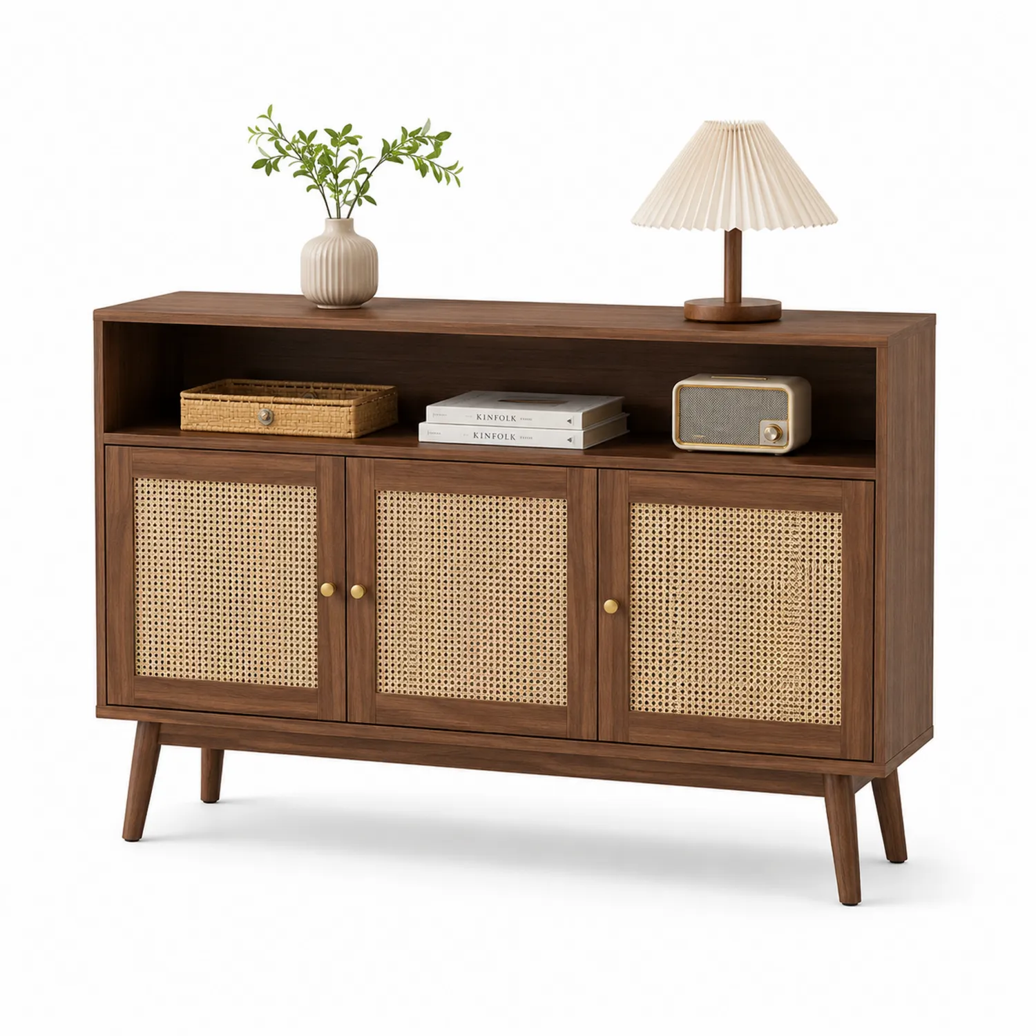 Aparador de Madera con Puertas de Ratán