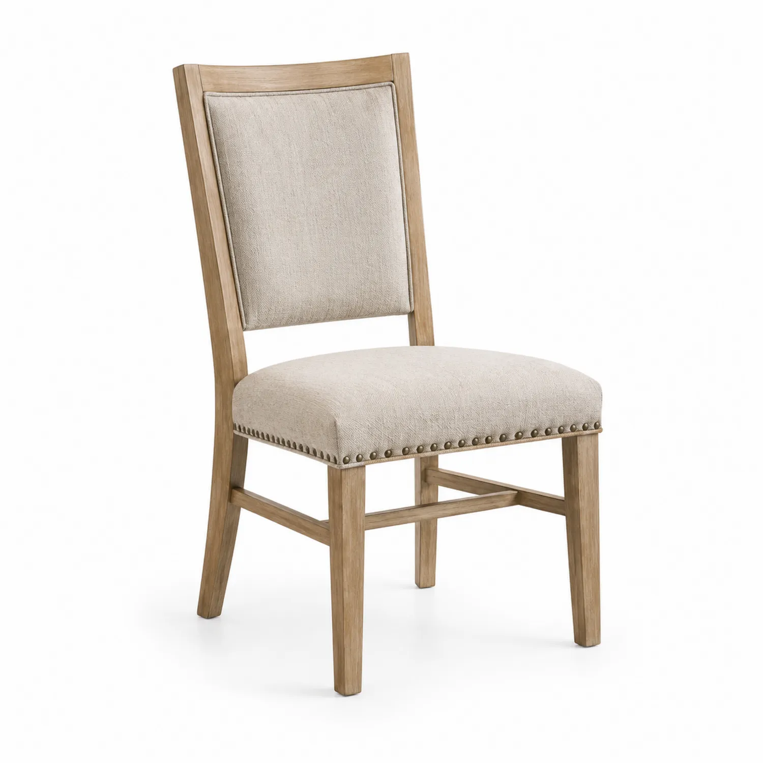 Silla de Comedor de Roble y Tela Beige