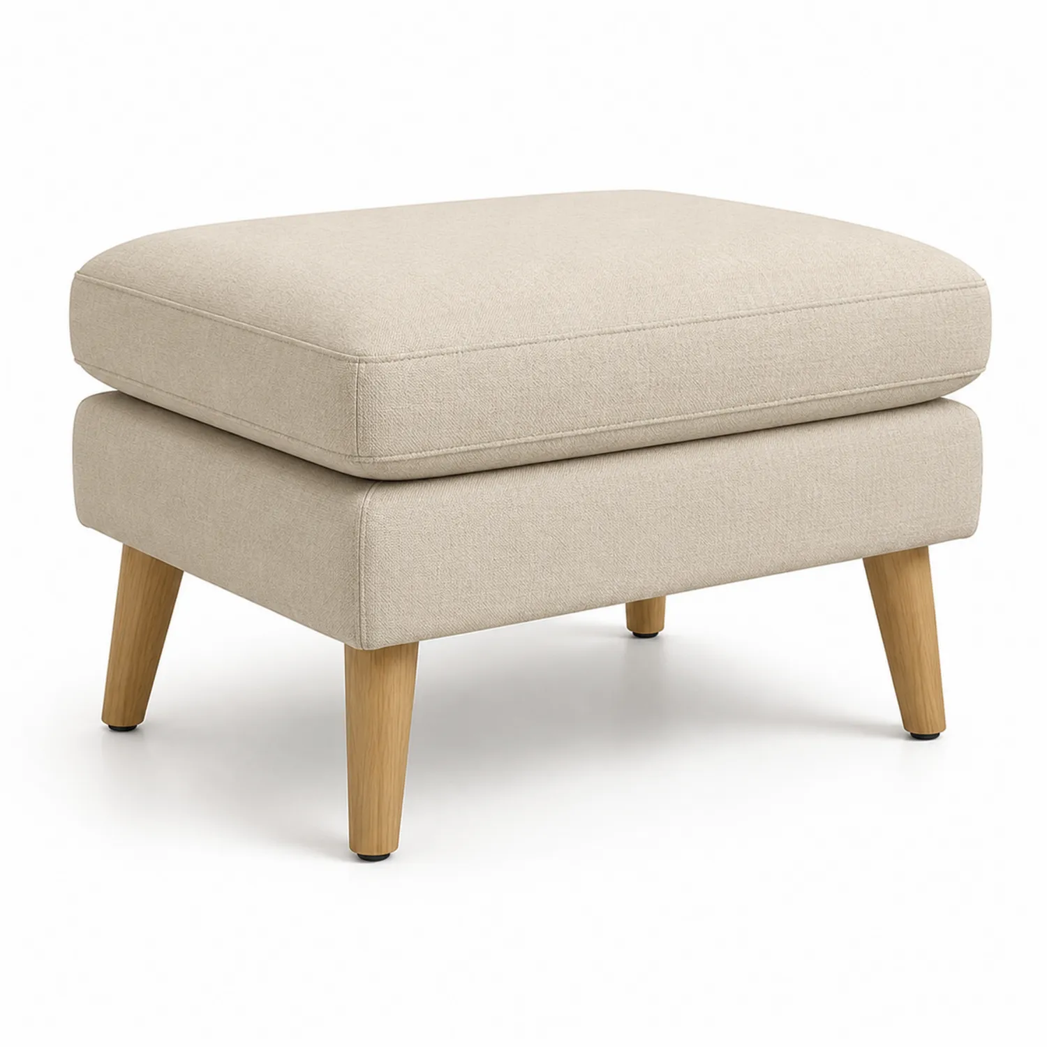 Reposapiés de lino beige con patas de madera
