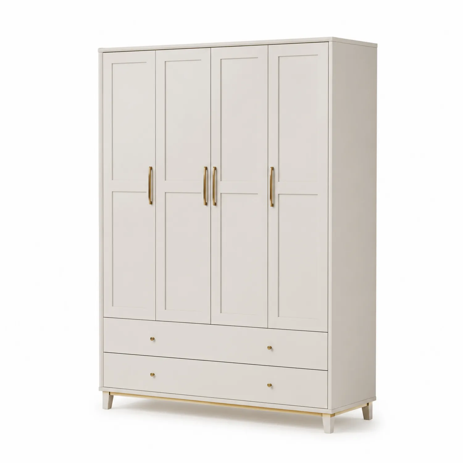 Armario de Madera con 4 Puertas y 2 Cajones Beige