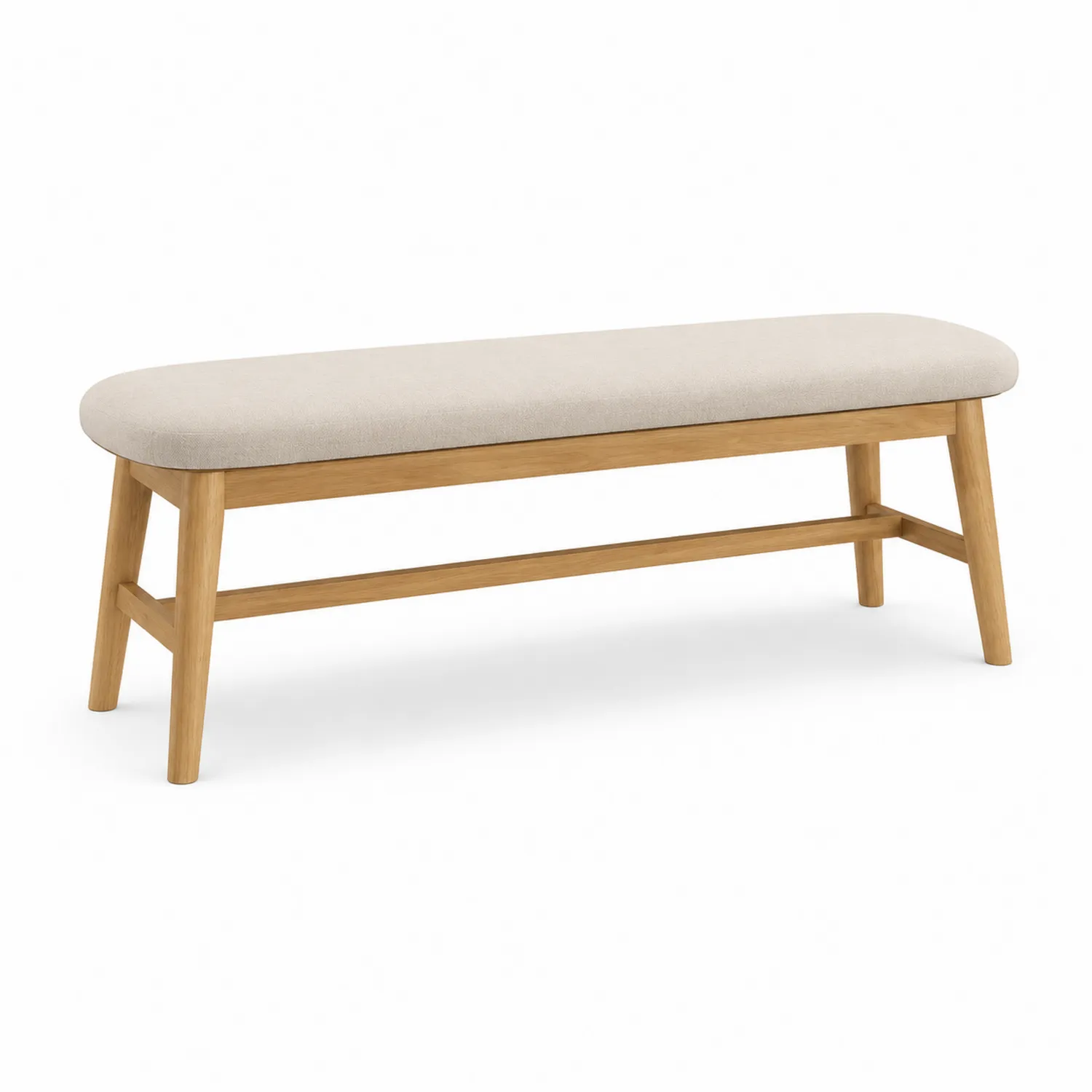 Banco de tela de algodón Beige con patas de roble 120cm