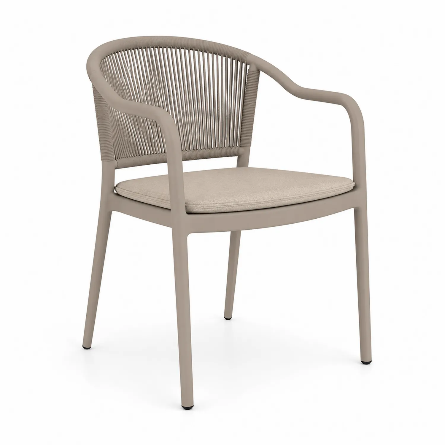 Silla de comedor de jardín con cuerda y aluminio color Beige 56x61x82 cm