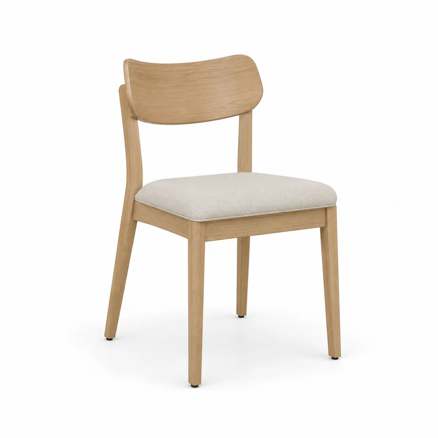 Silla de comedor de madera de roble con tapizado beige 45x45x85 cm