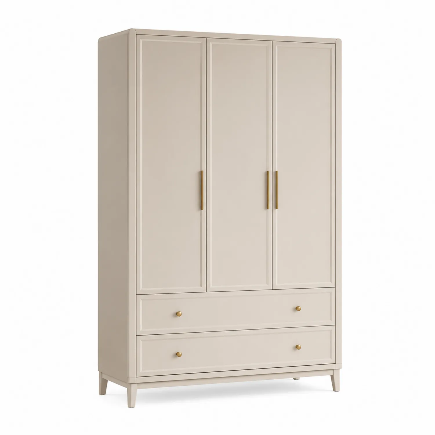 Armario de 3 puertas de MDF con asas metálicas y 2 cajones Beige