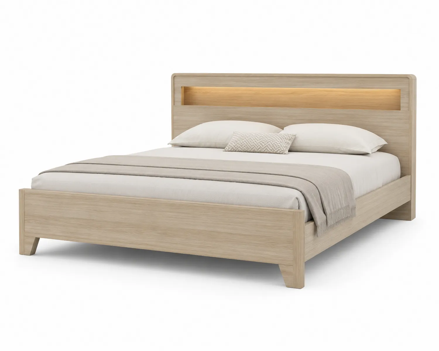 Cama de Madera de Roble con Cabecero Iluminado 200x160 cm