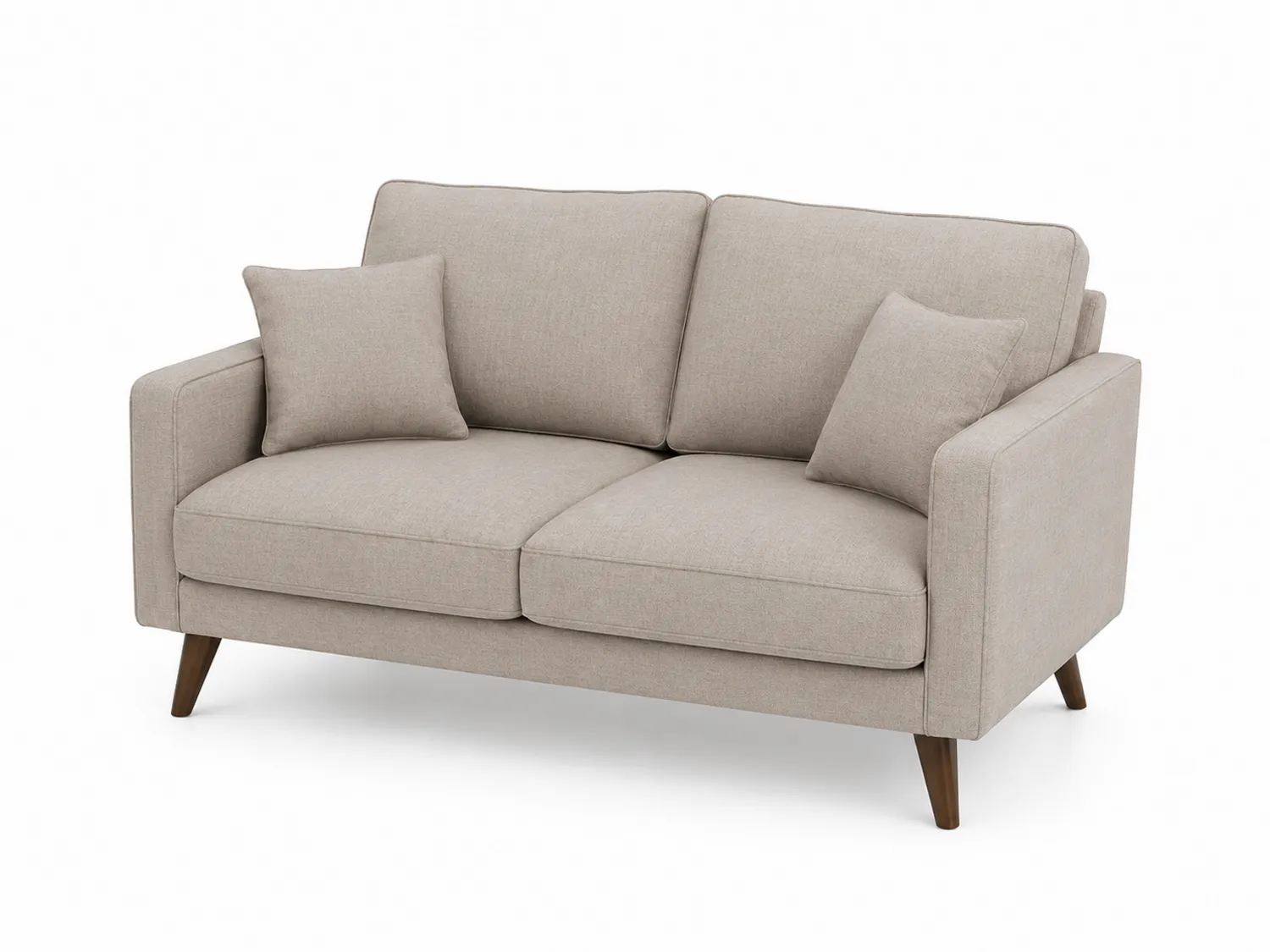 Sofá de dos plazas tela beige madera