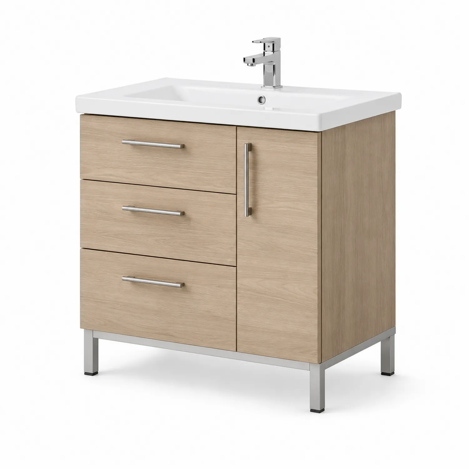 Mueble de baño de madera con lavabo cerámico 80 cm