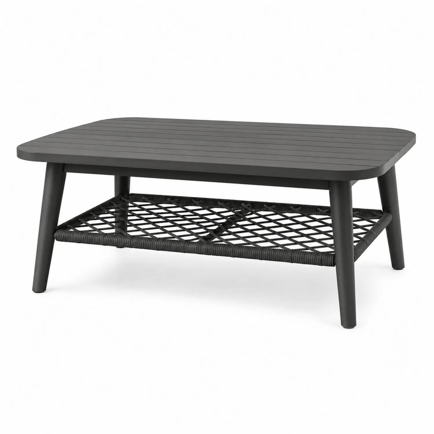 Mesa de Jardín de Aluminio y Cuerda Negra