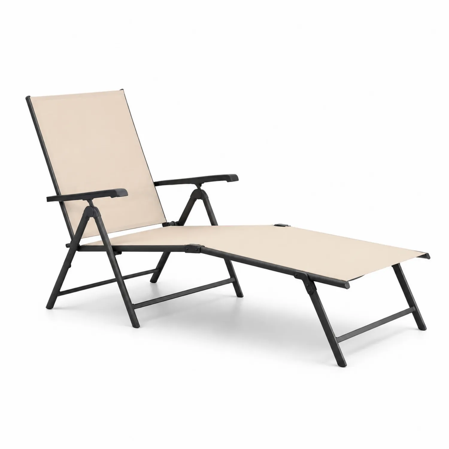 Chaise Longue Extérieure Réglable Aluminium et Textilène Beige