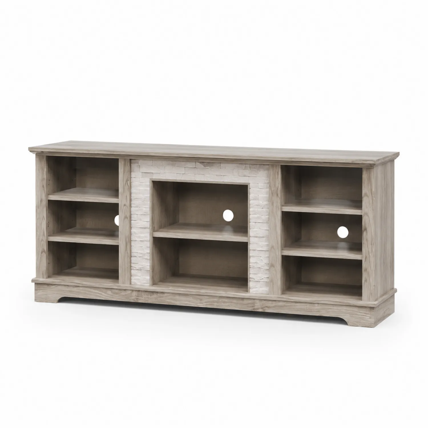 Meuble TV en bois avec finition pierre 150x40x60 cm