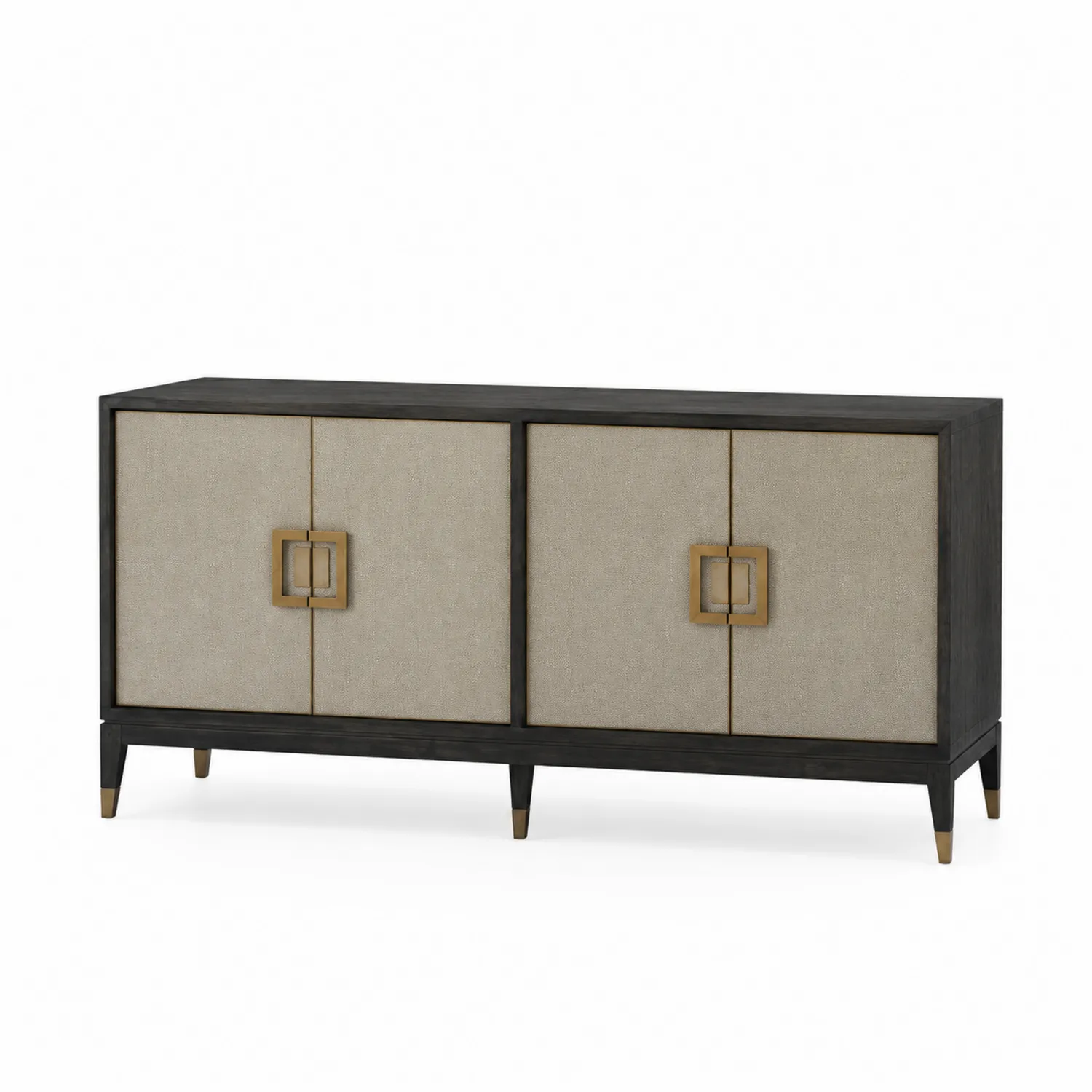 Buffet en bois avec portes en lin beige