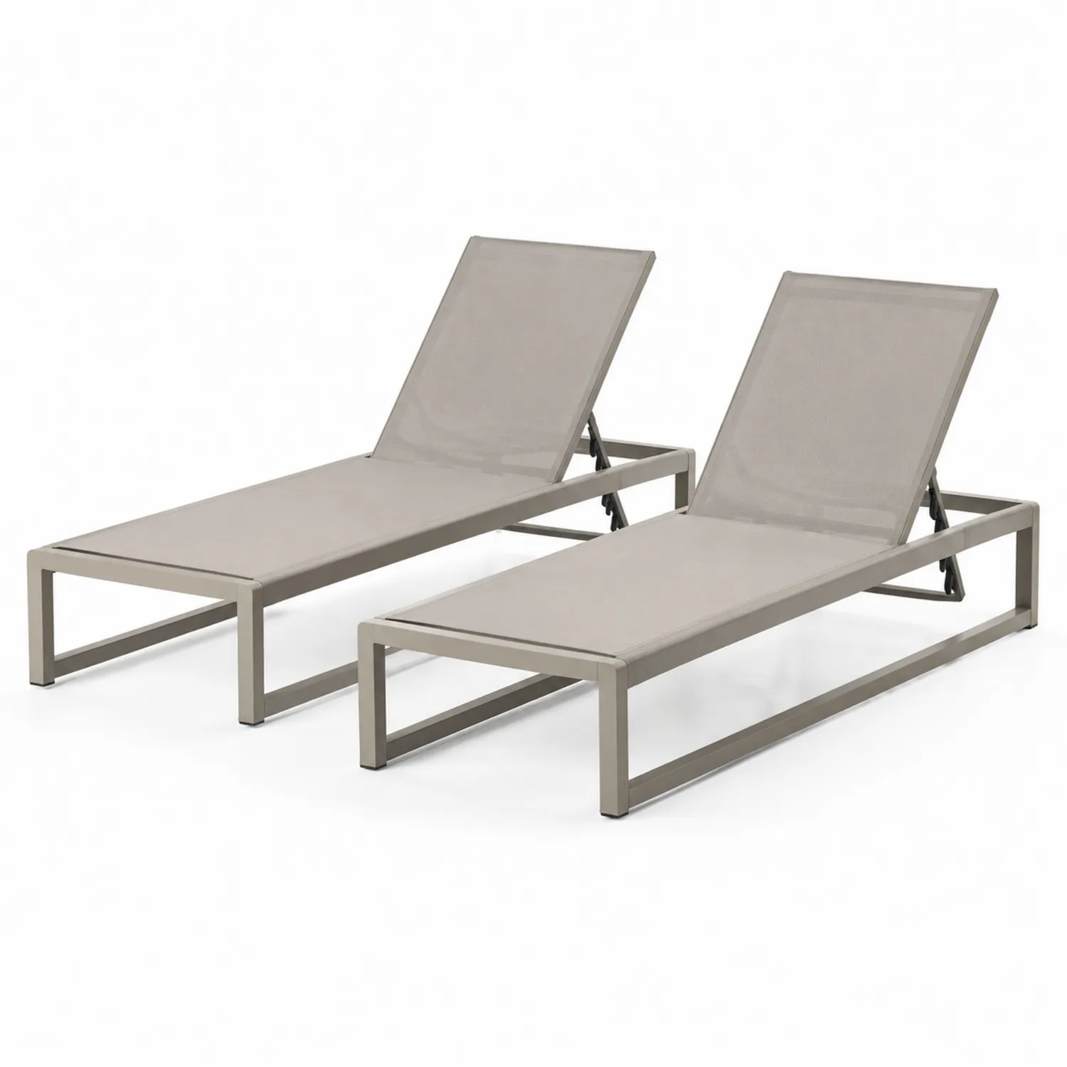 Lot de 2 chaises longues en aluminium et tissu textilène Beige