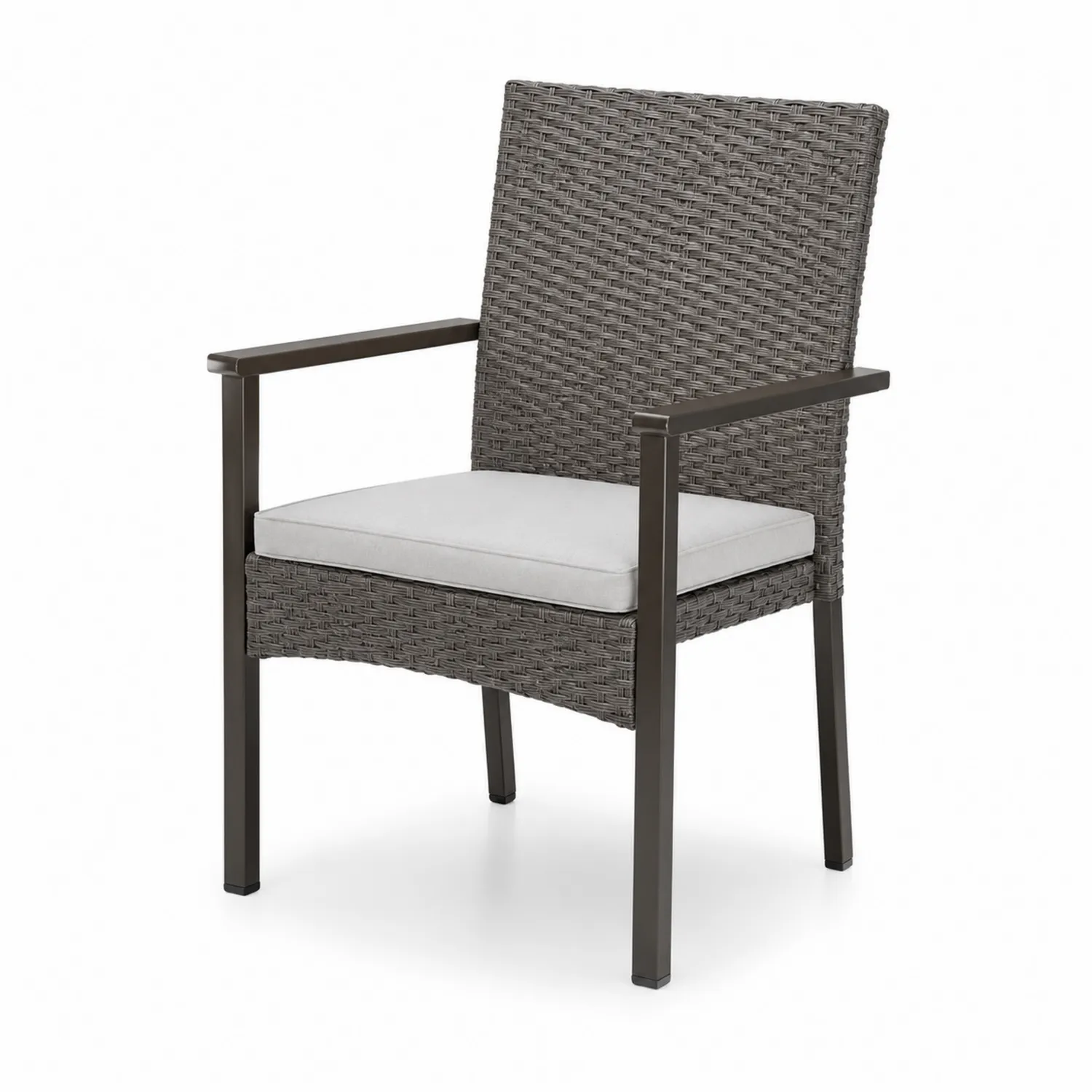 Chaise de jardin en métal avec résine tressée et coussin