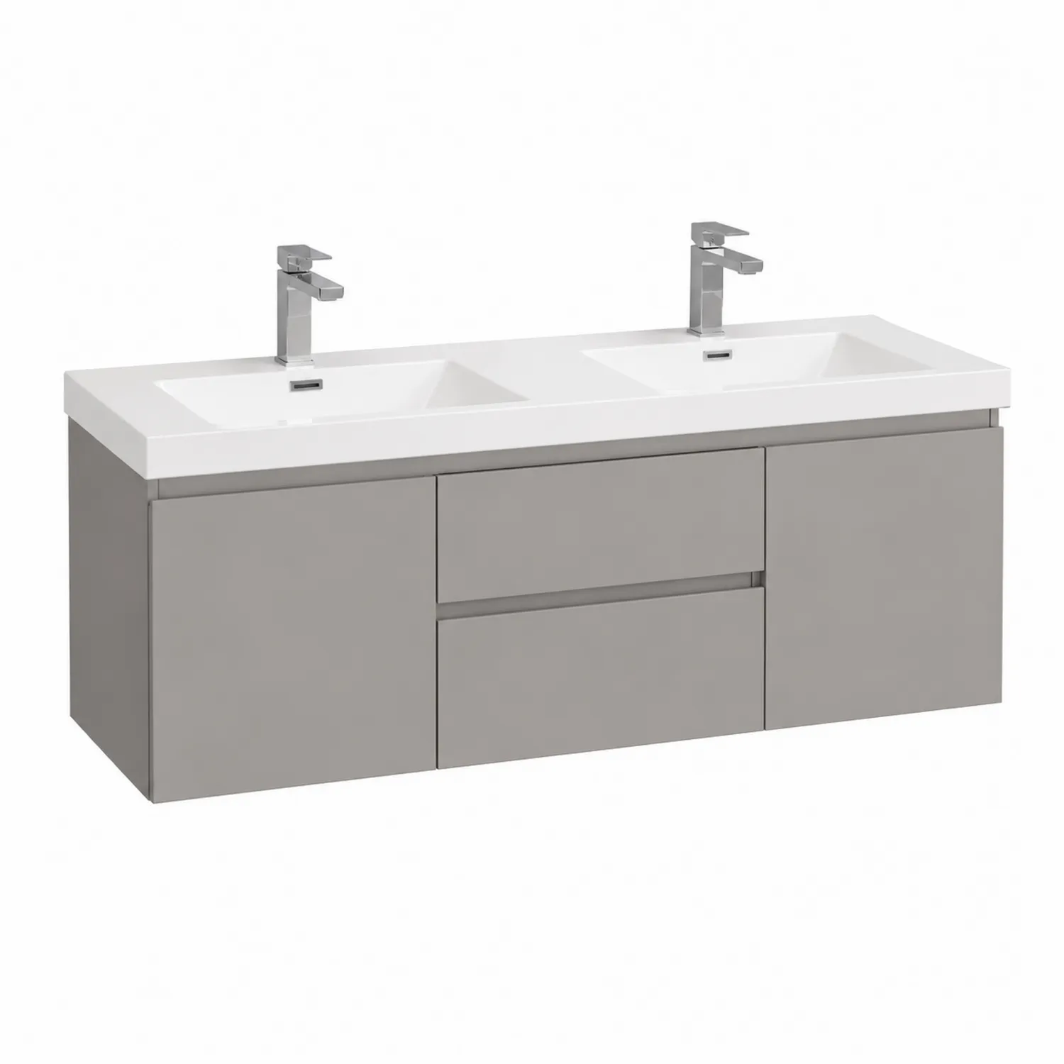 Meuble lavabo double en céramique Gris 120 cm