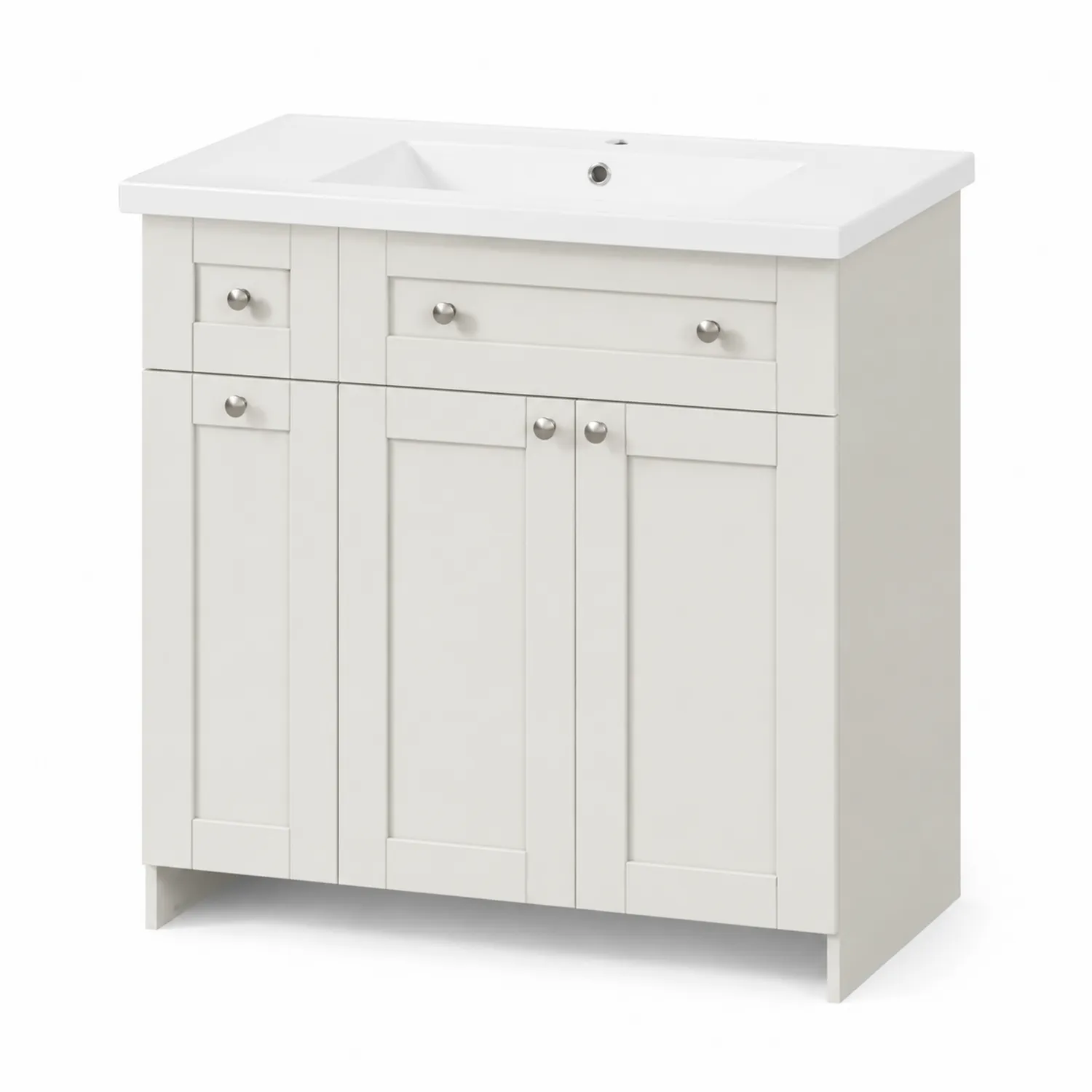 Meuble lavabo MDF blanc avec vasque en céramique