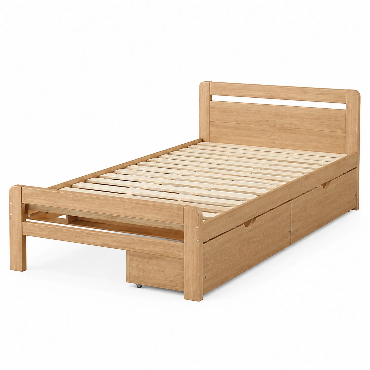 Lit simple en bois avec tiroirs de rangement 200x90 cm