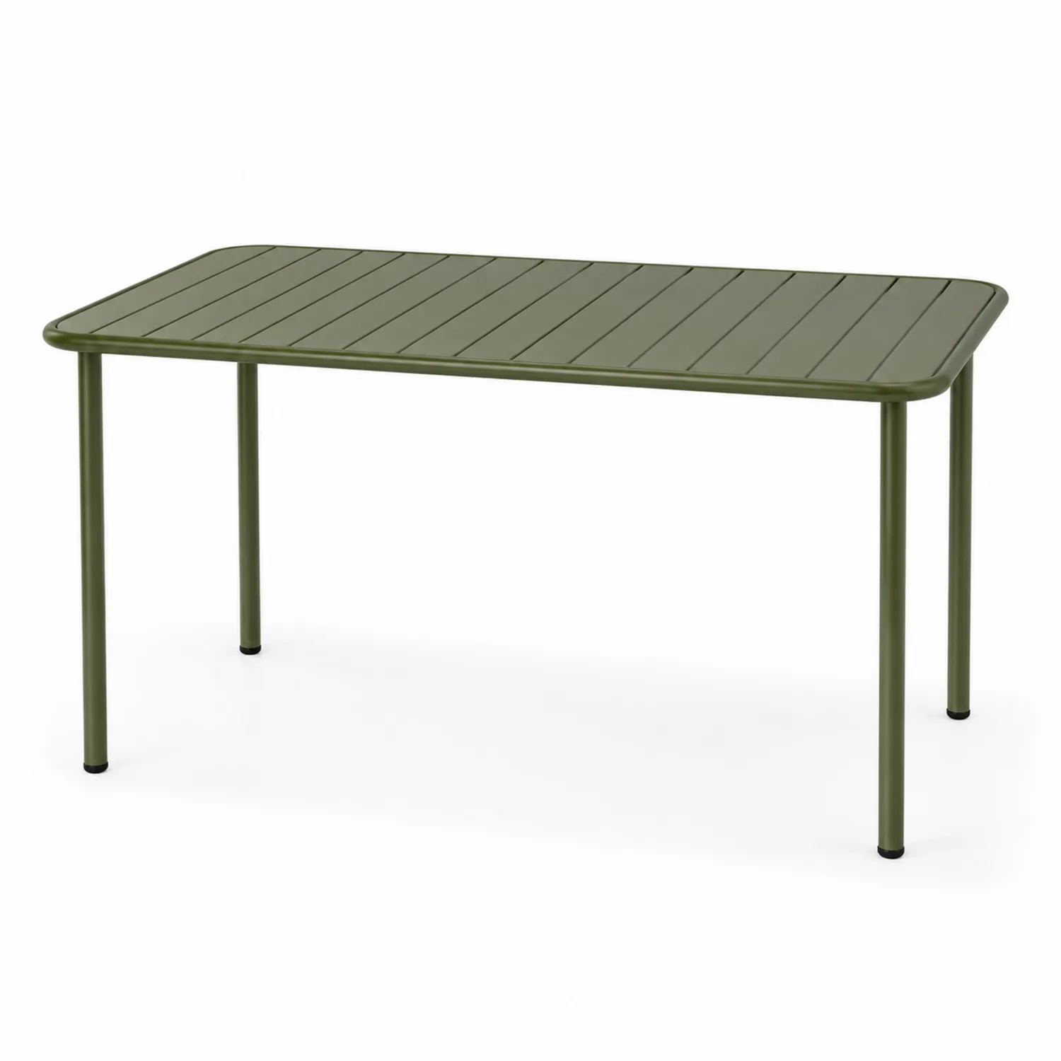 Table de jardin rectangulaire en métal Vert kaki 150x90x74 cm