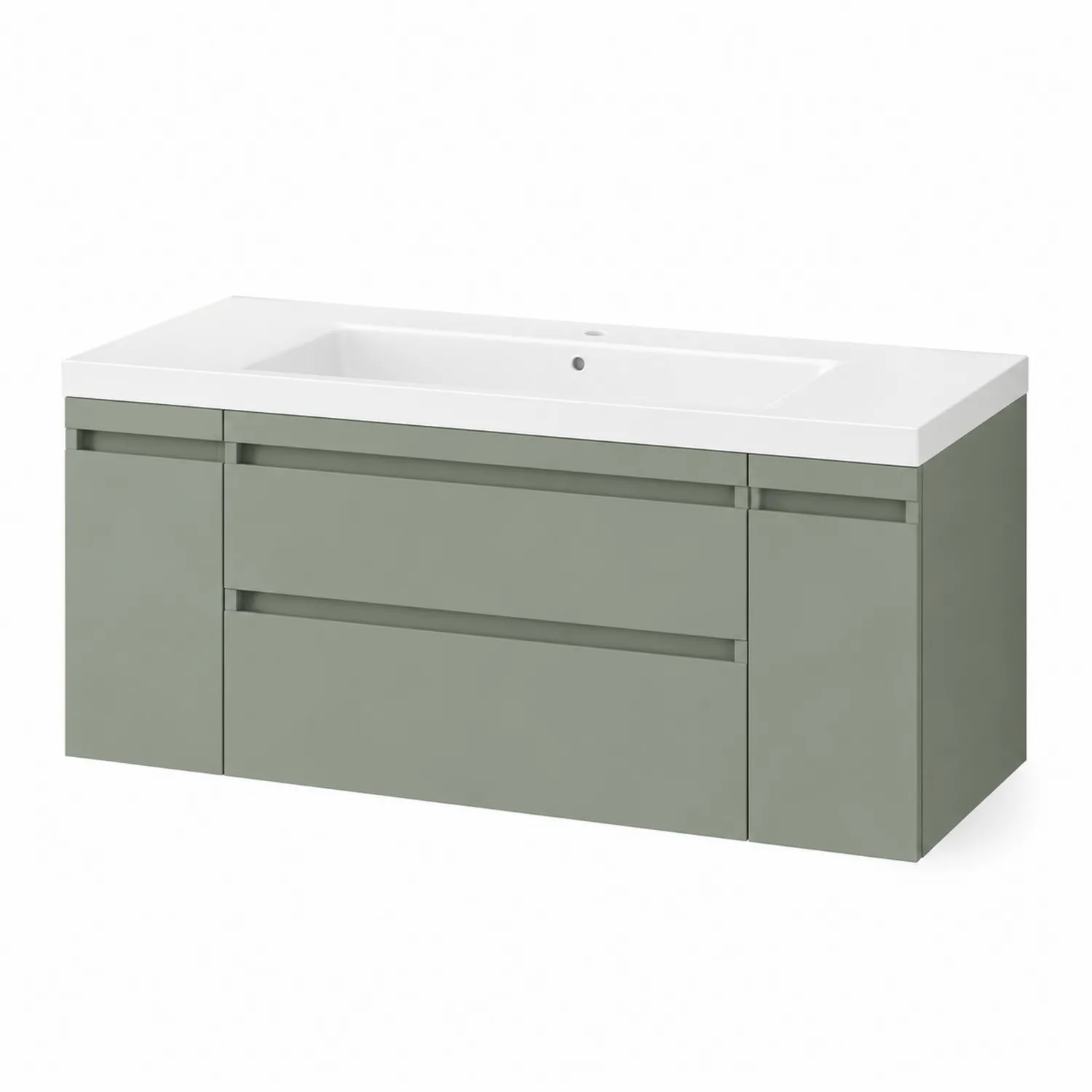 Meuble de salle de bain avec lavabo en céramique 120 cm Vert mat