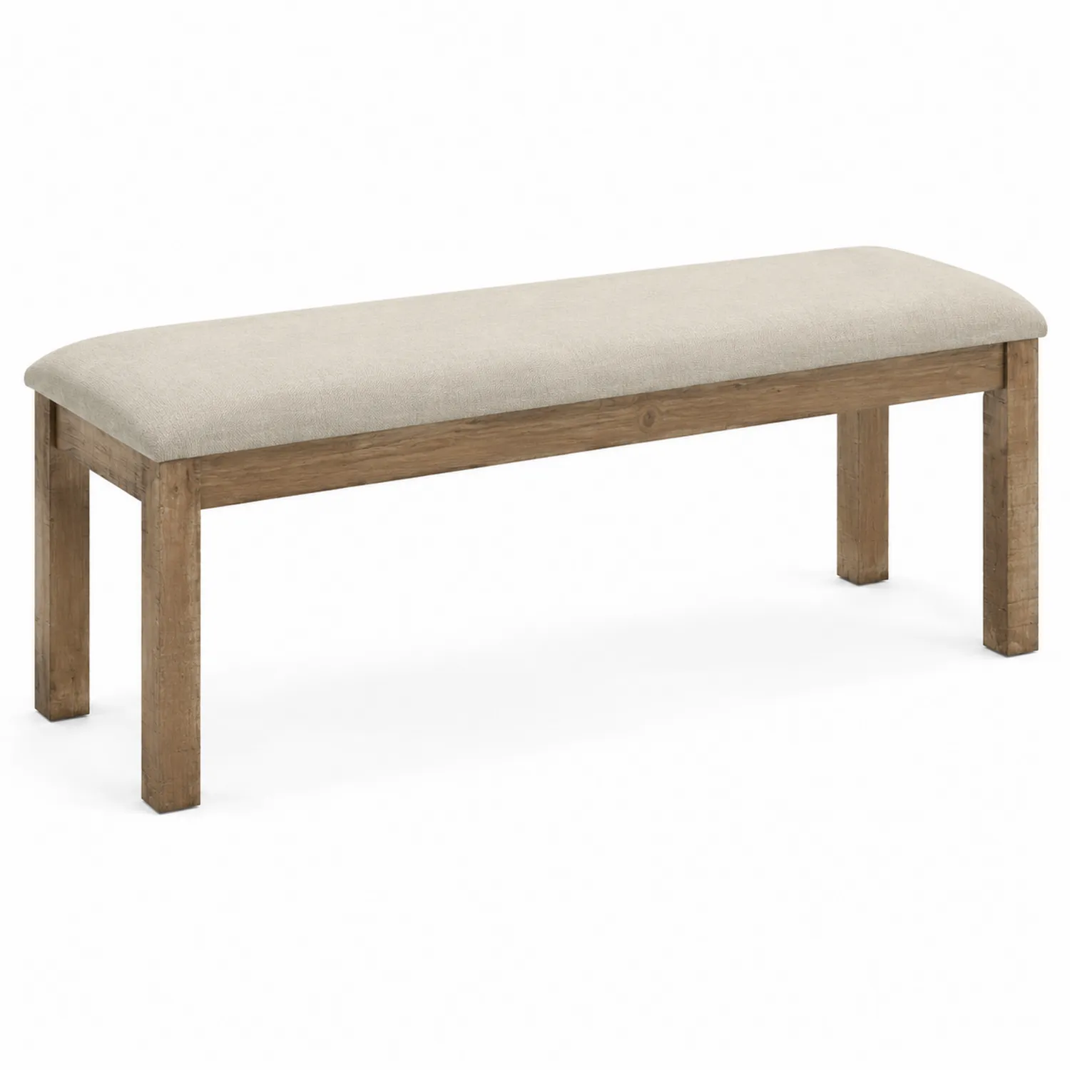Banc en bois et tissu beige 120x35x45 cm