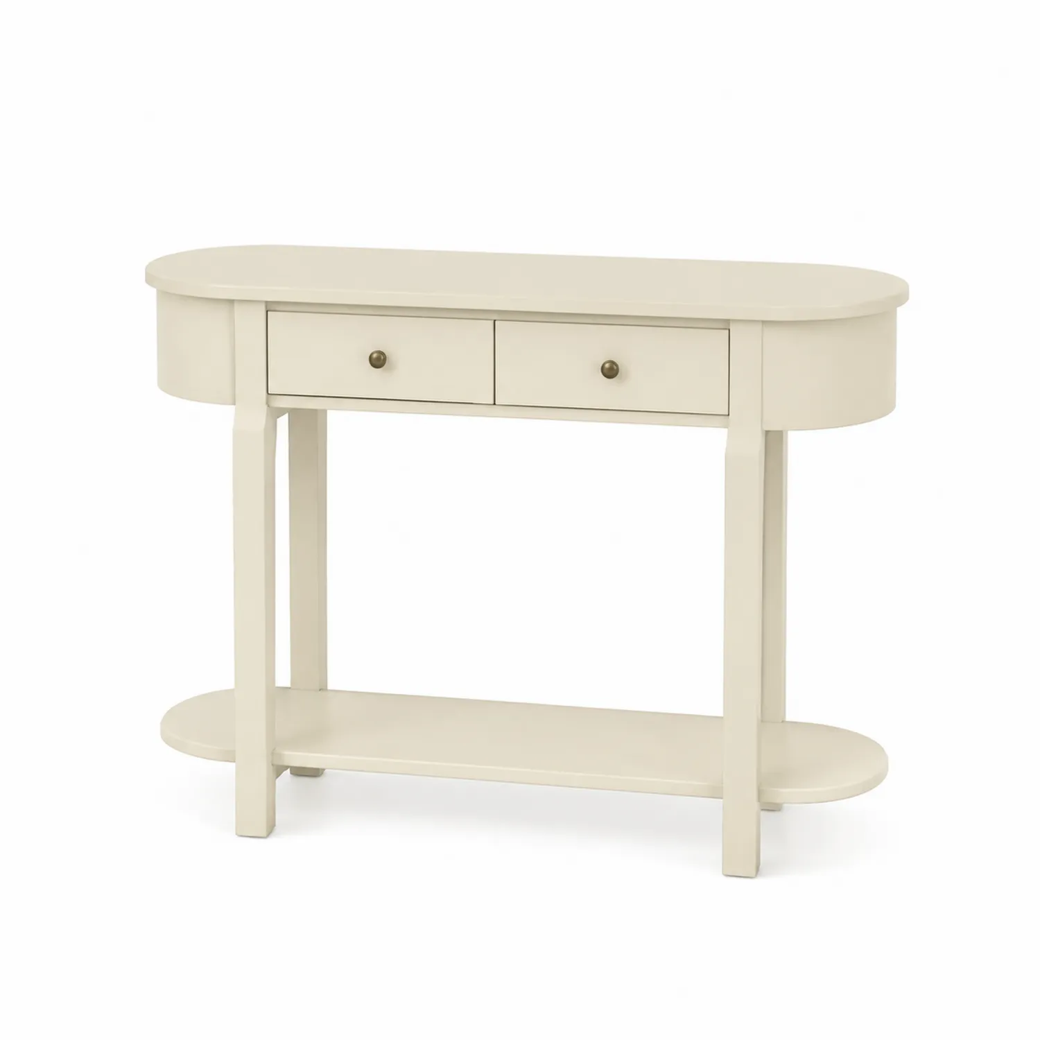 Console d'entrée ovale avec 2 tiroirs en bois MDF Beige