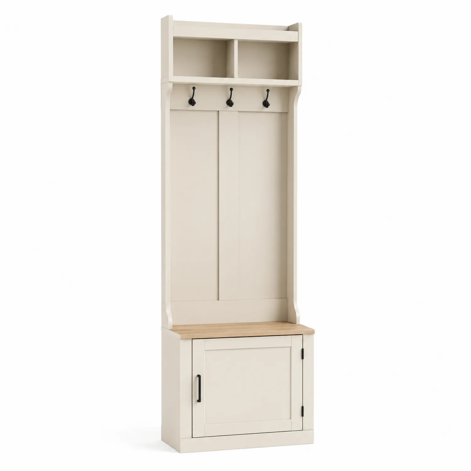 Portemanteau en bois avec banc intégré Beige