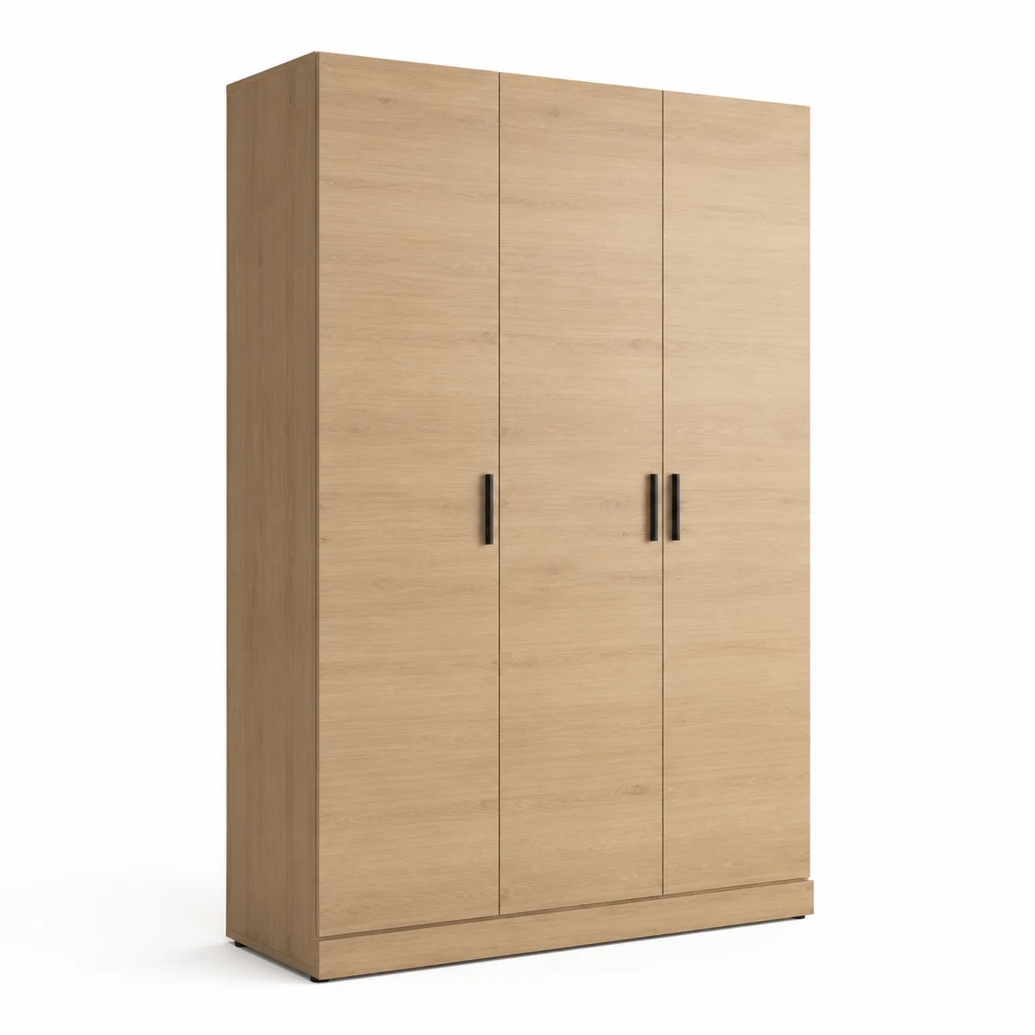 Armoire 3 portes en bois chêne clair avec étagères réglables