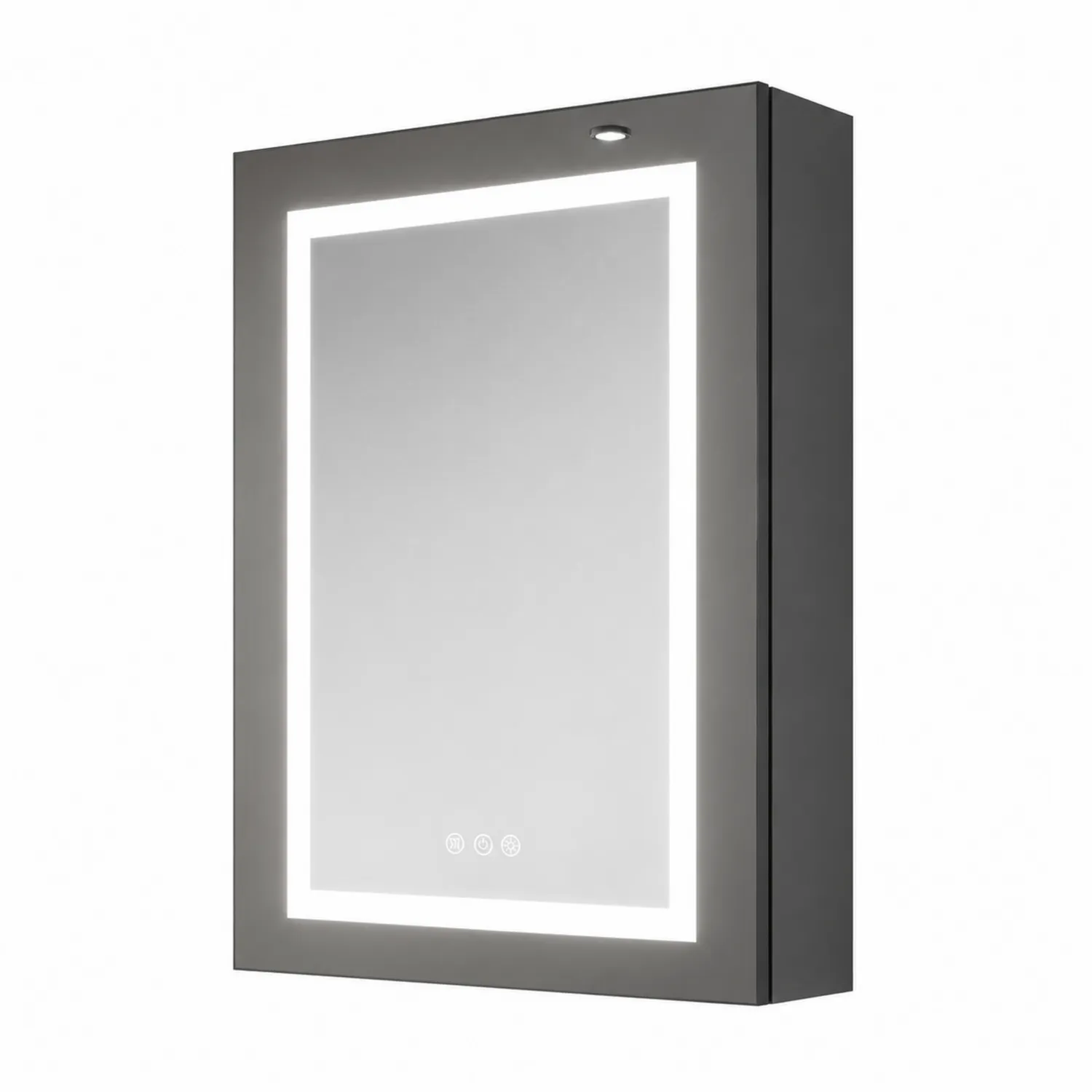 Miroir de salle de bain avec éclairage LED en verre argenté et aluminium 80x60cm