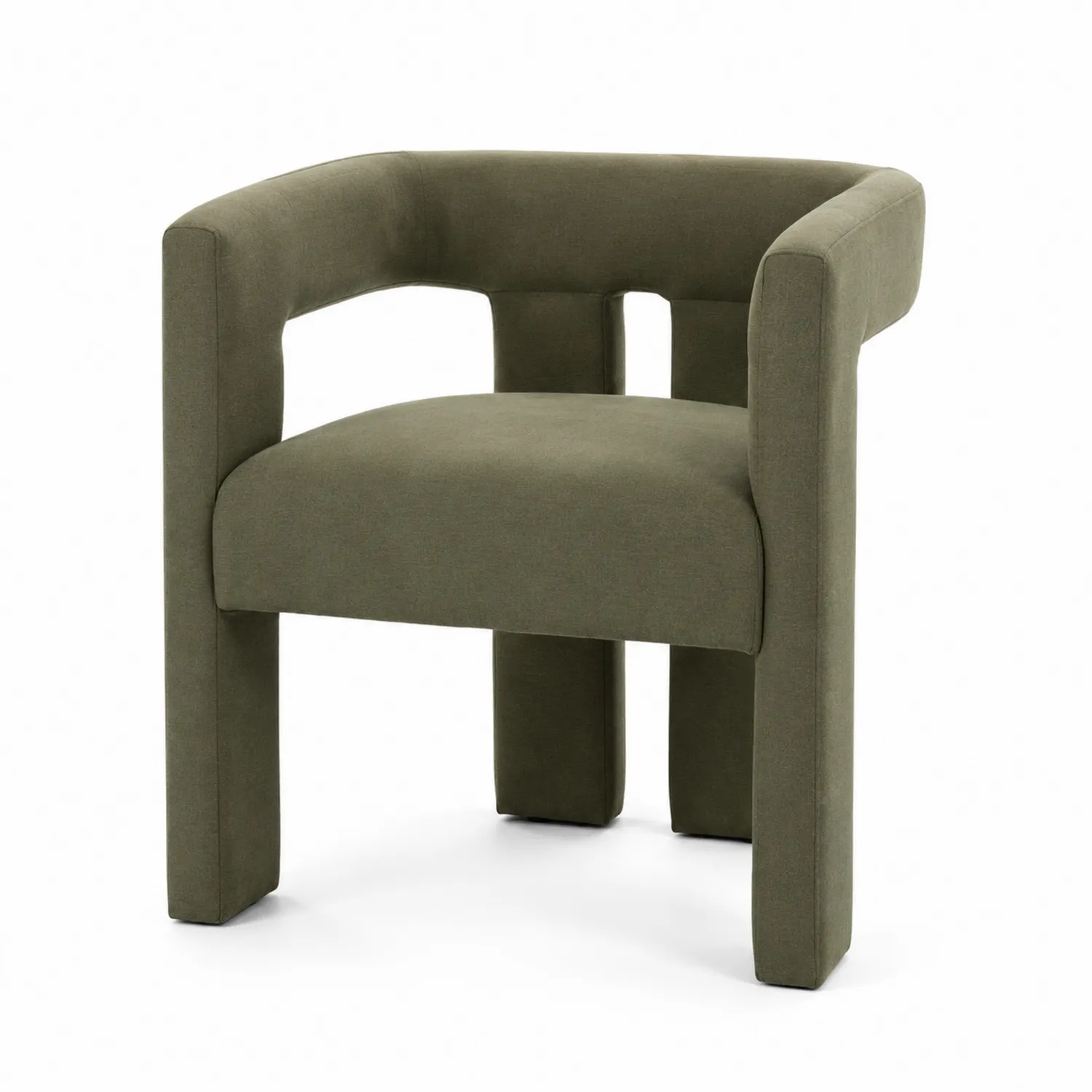 Chaise en Tissu Vert avec Accoudoirs