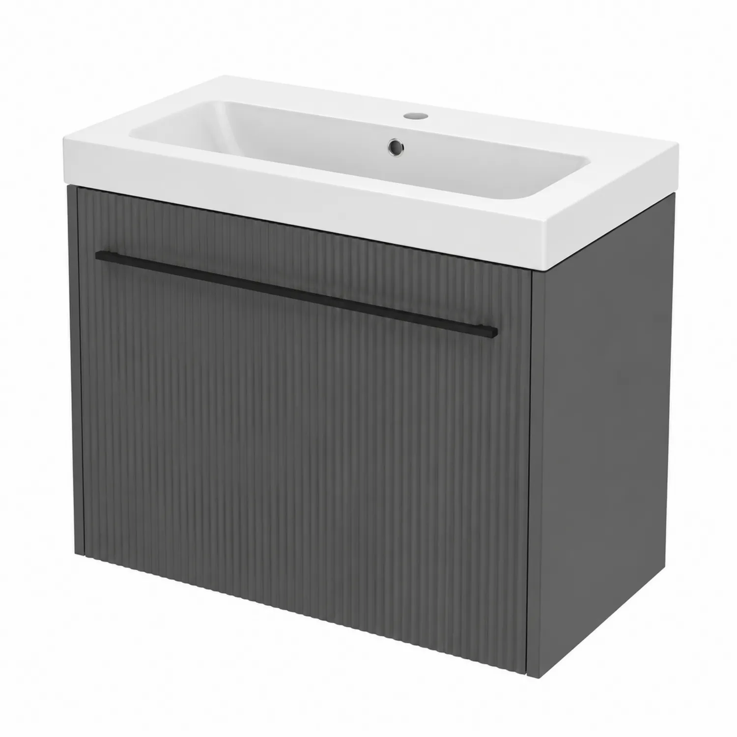 Meuble lavabo suspendu MDF Gris Anthracite avec vasque en céramique