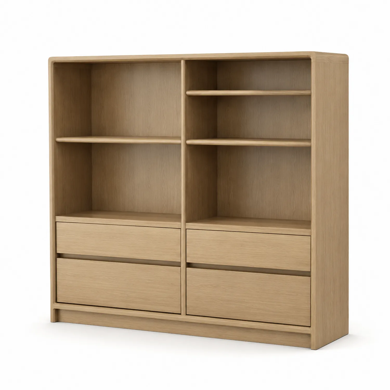 Bibliothèque en bois avec tiroirs et étagères réglables