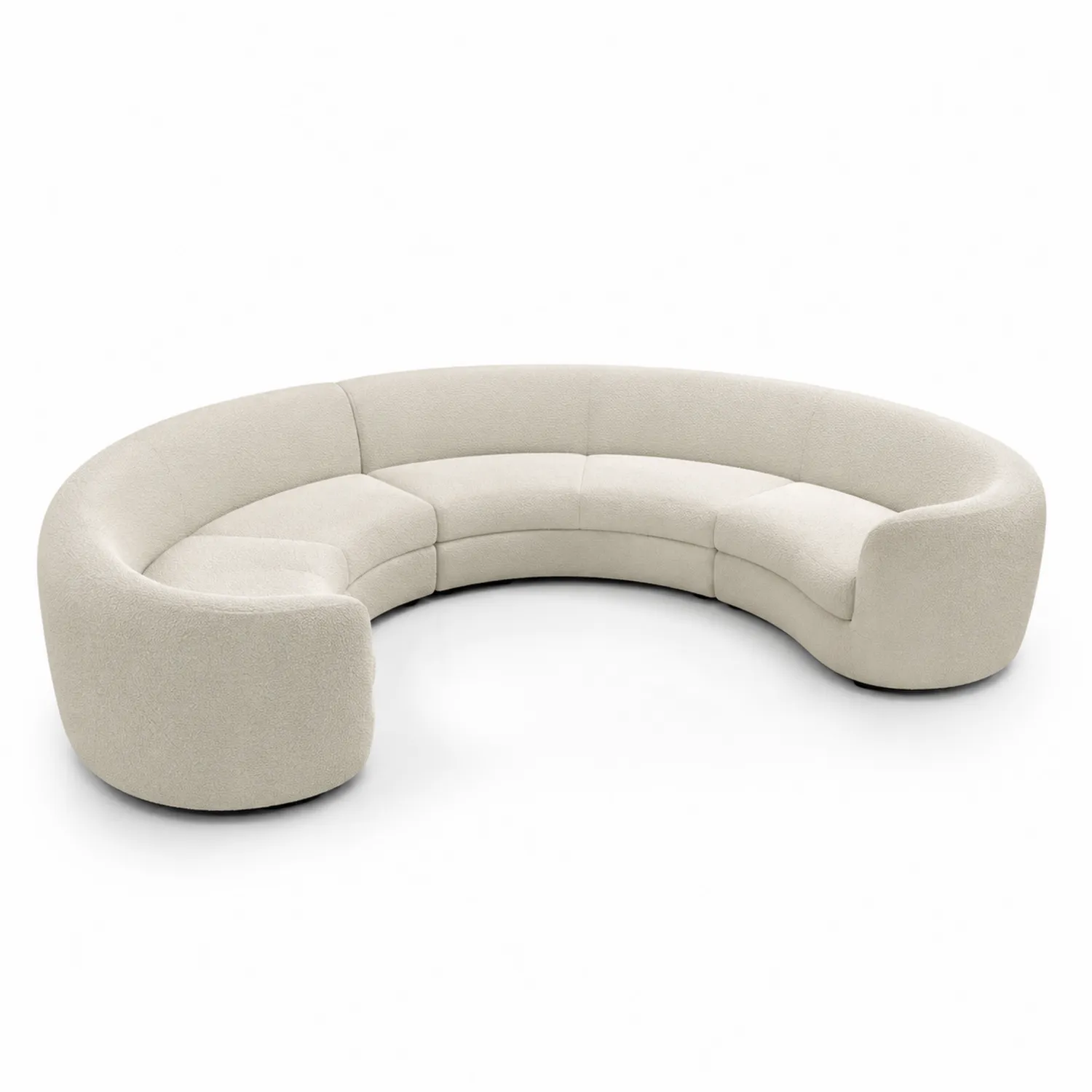 Canapé d'angle arrondi en tissu polyester beige