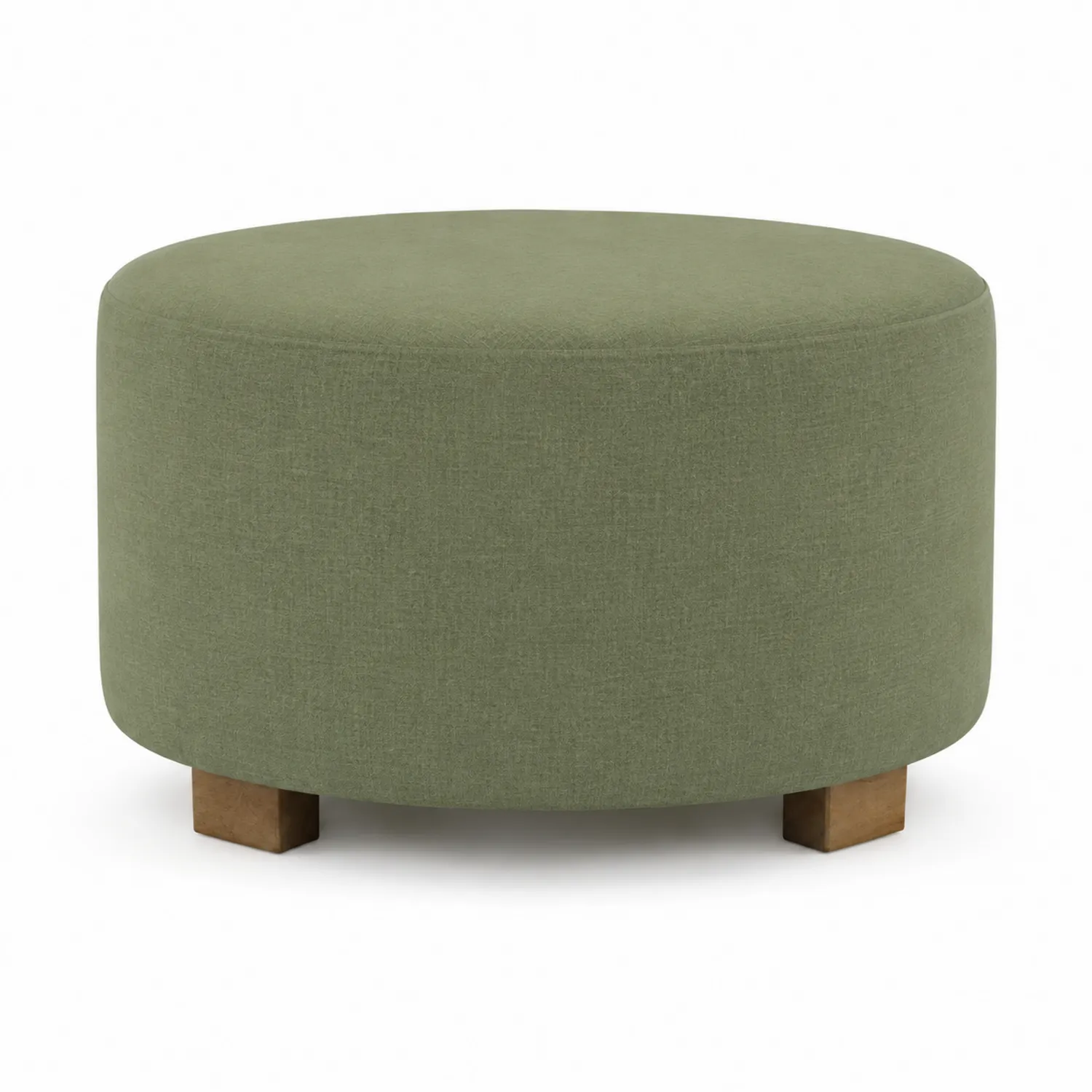 Pouf rond en tissu avec pieds en bois Vert