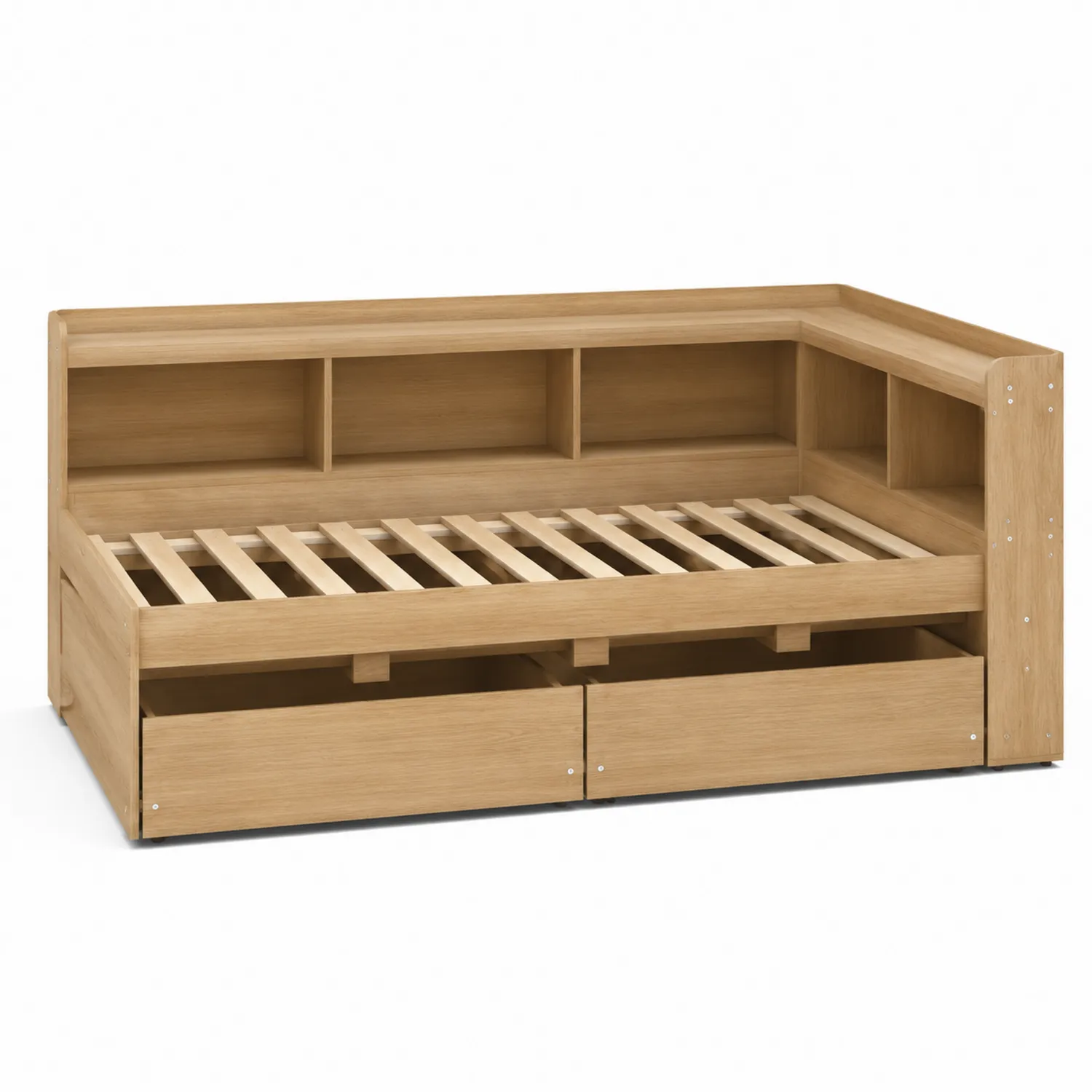 Lit de jour en bois avec étagères et tiroirs 200cm x 90cm