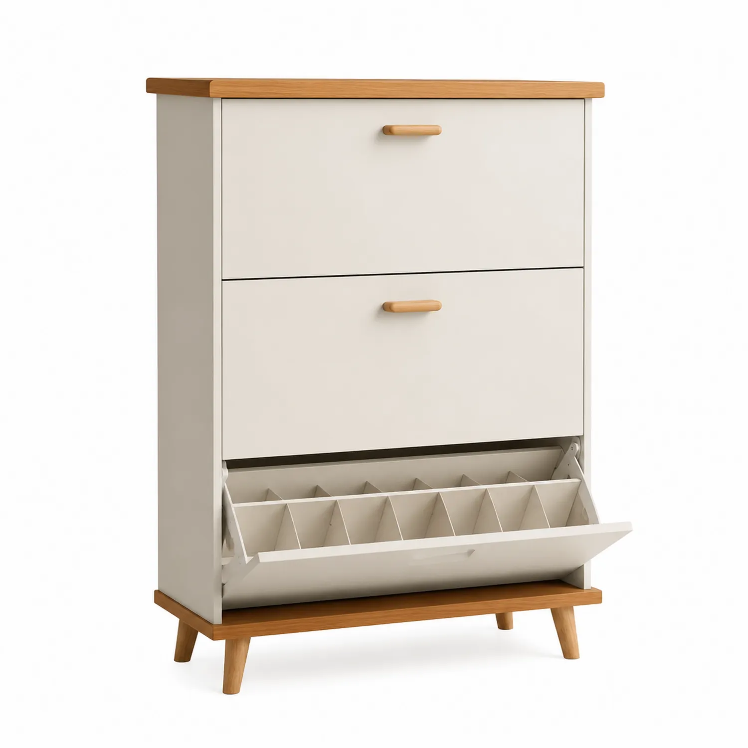 Meuble à chaussures en MDF avec pieds en bois massif 90x60x24 cm