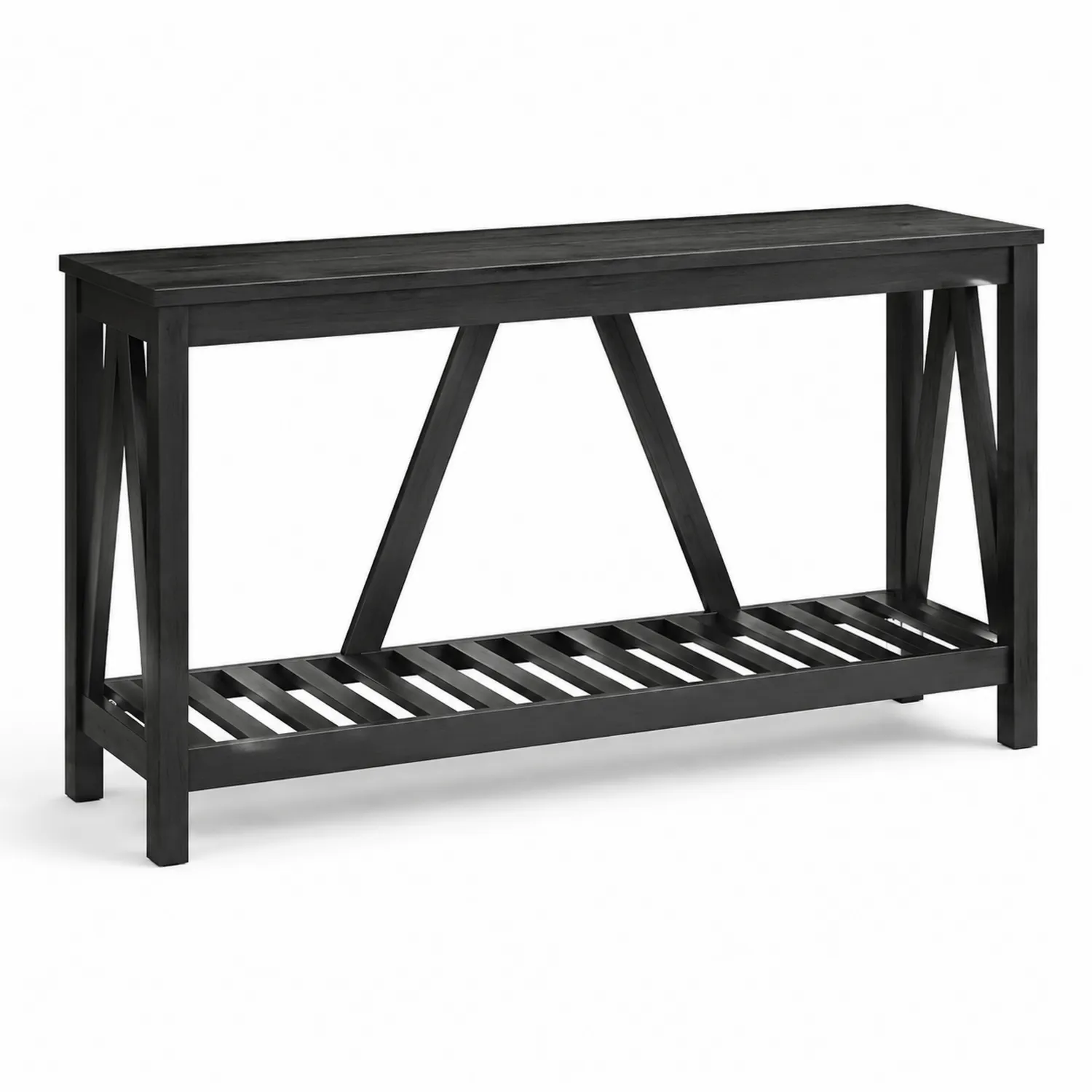 Table console en bois noir avec étagère 120x30x75 cm