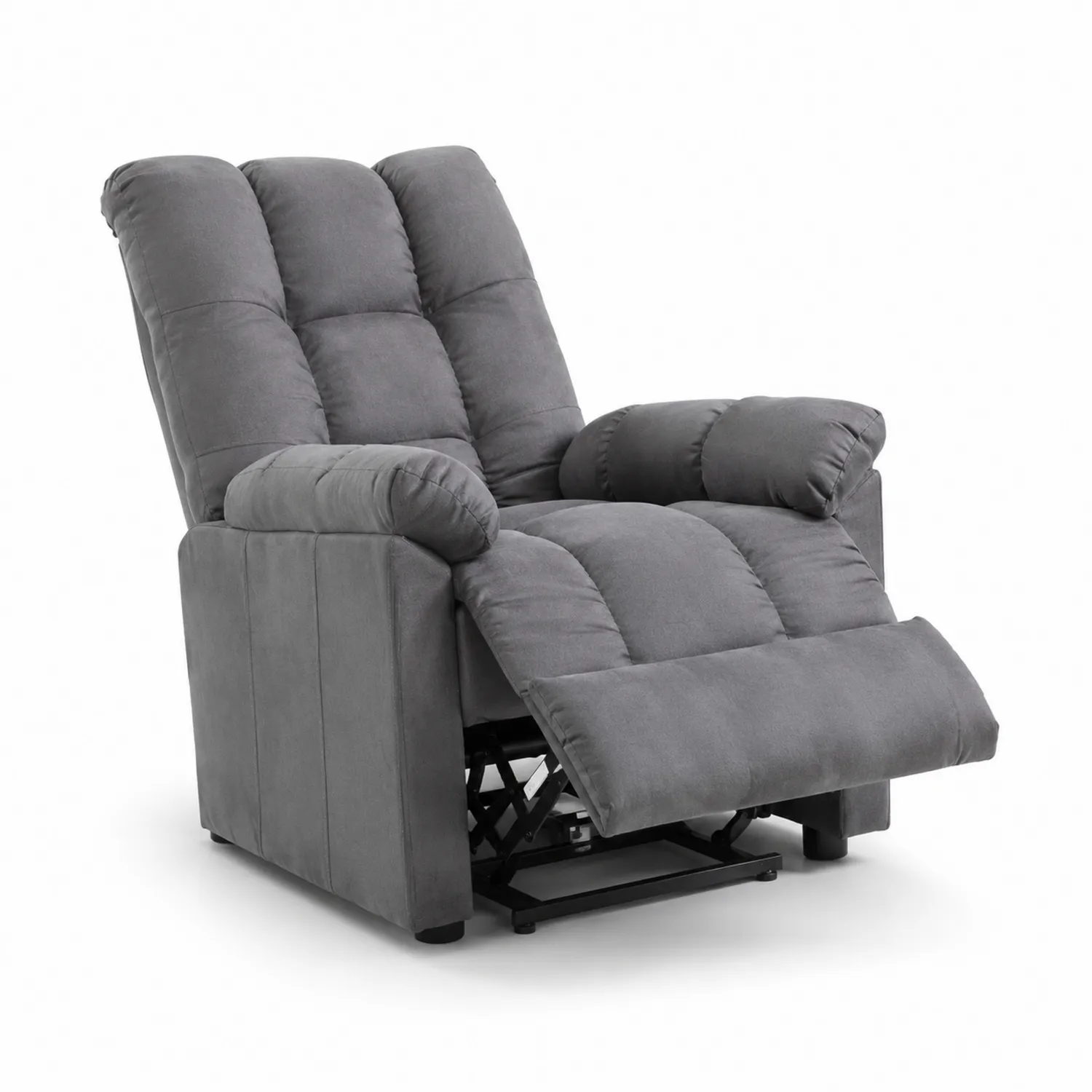 Fauteuil Reclinable en Microfibre Gris avec Cadre en Acier