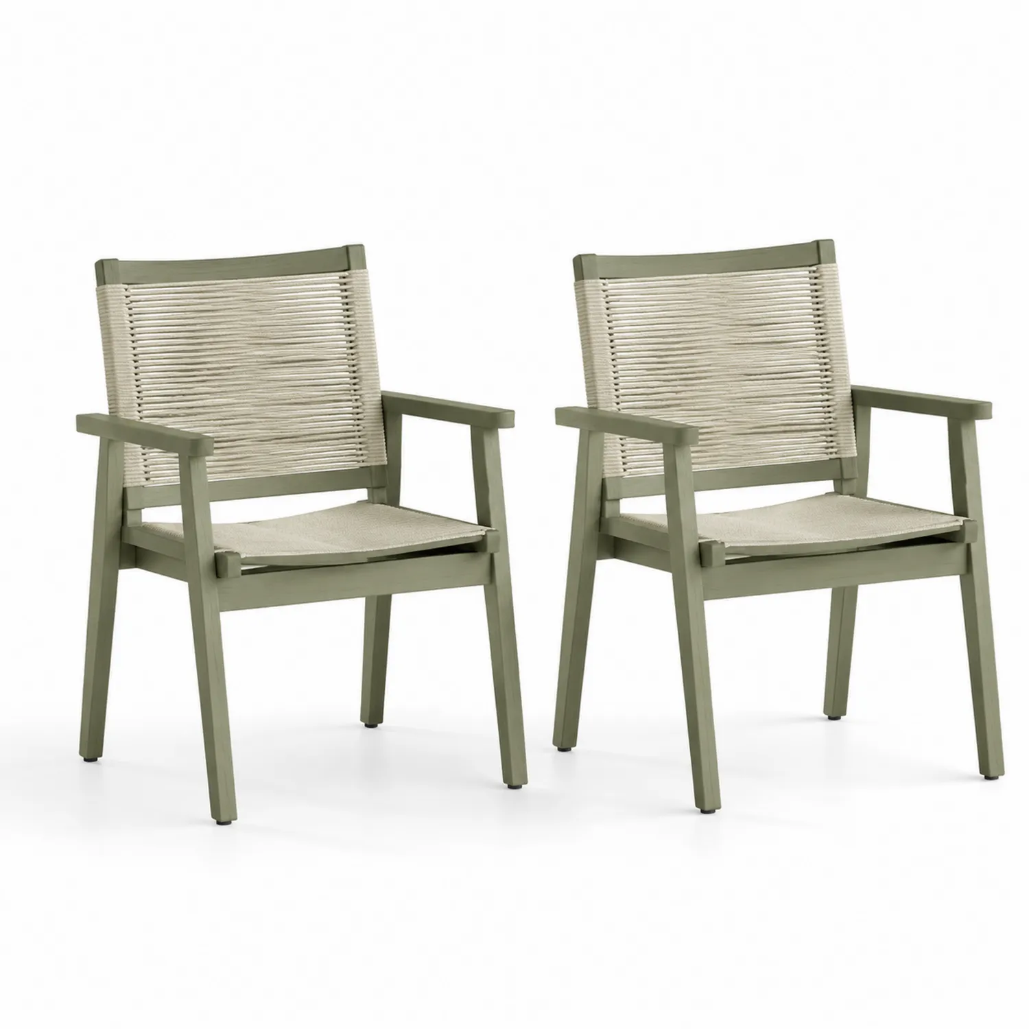 Lot de 2 fauteuils extérieurs en métal et corde