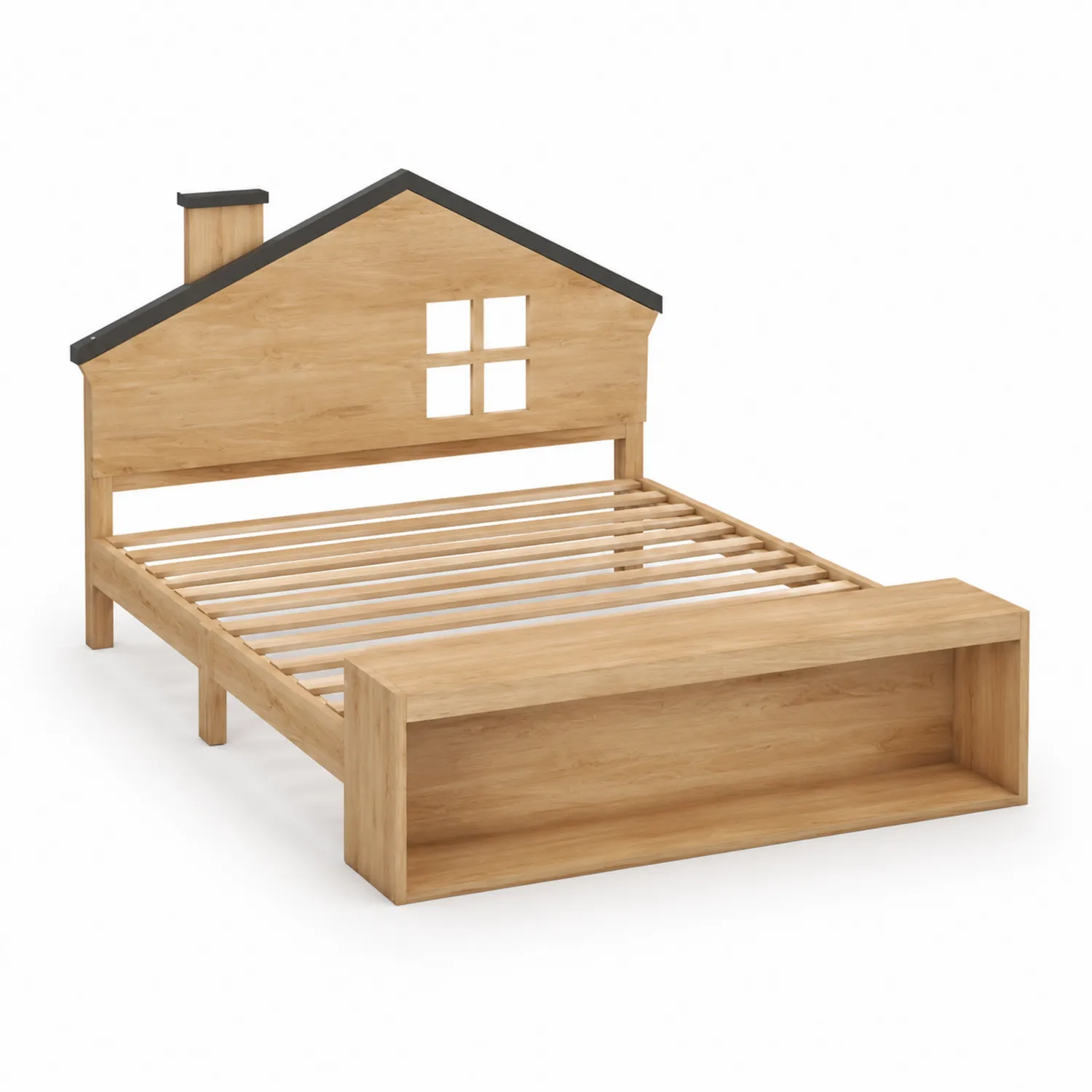 Lit en bois avec rangement en forme de maison 200x140 cm