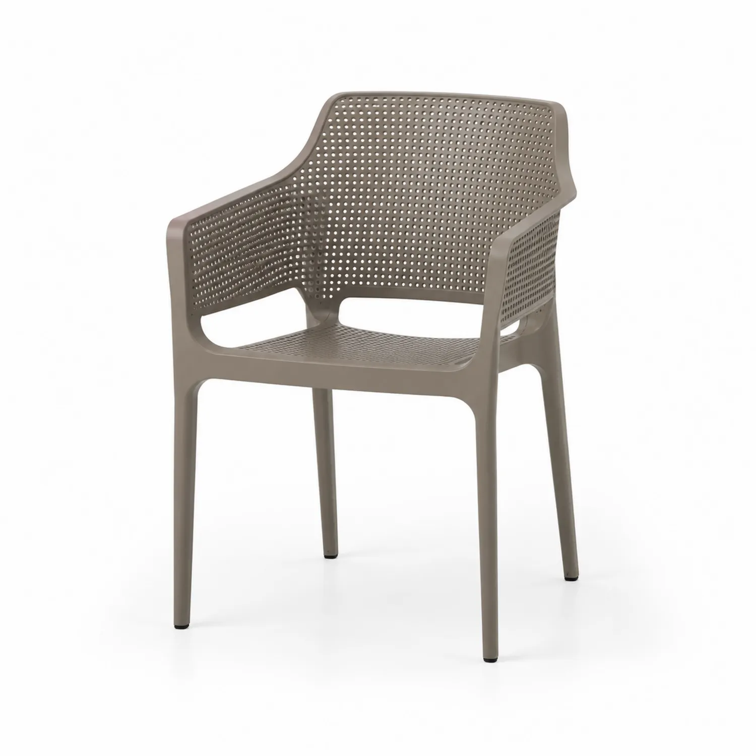 Chaise de jardin en plastique avec accoudoirs Taupe
