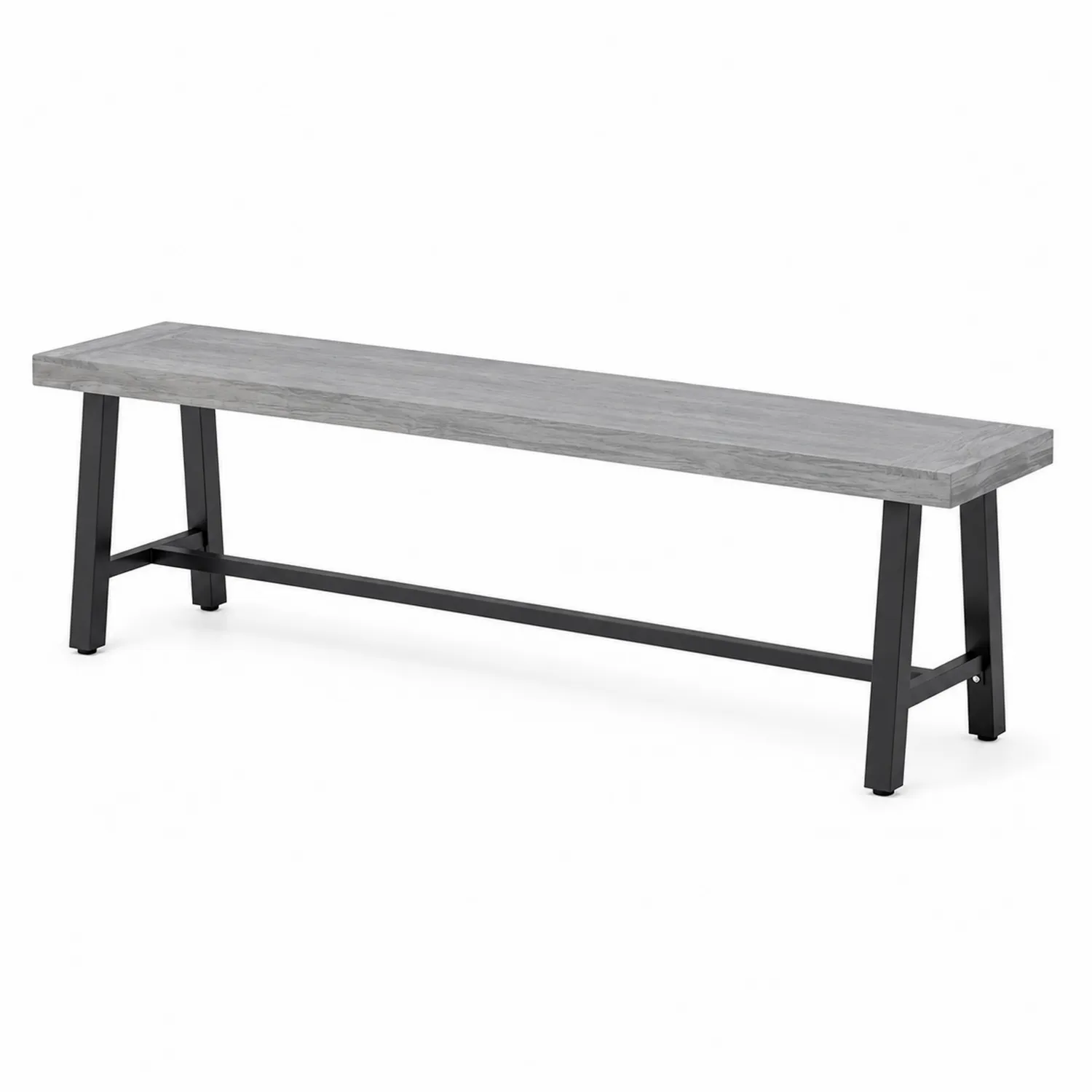 Banc en bois et métal gris 180x35x45 cm