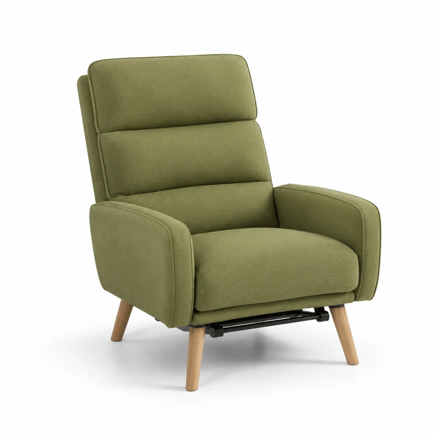 Fauteuil en tissu polyester avec pieds en bois vert