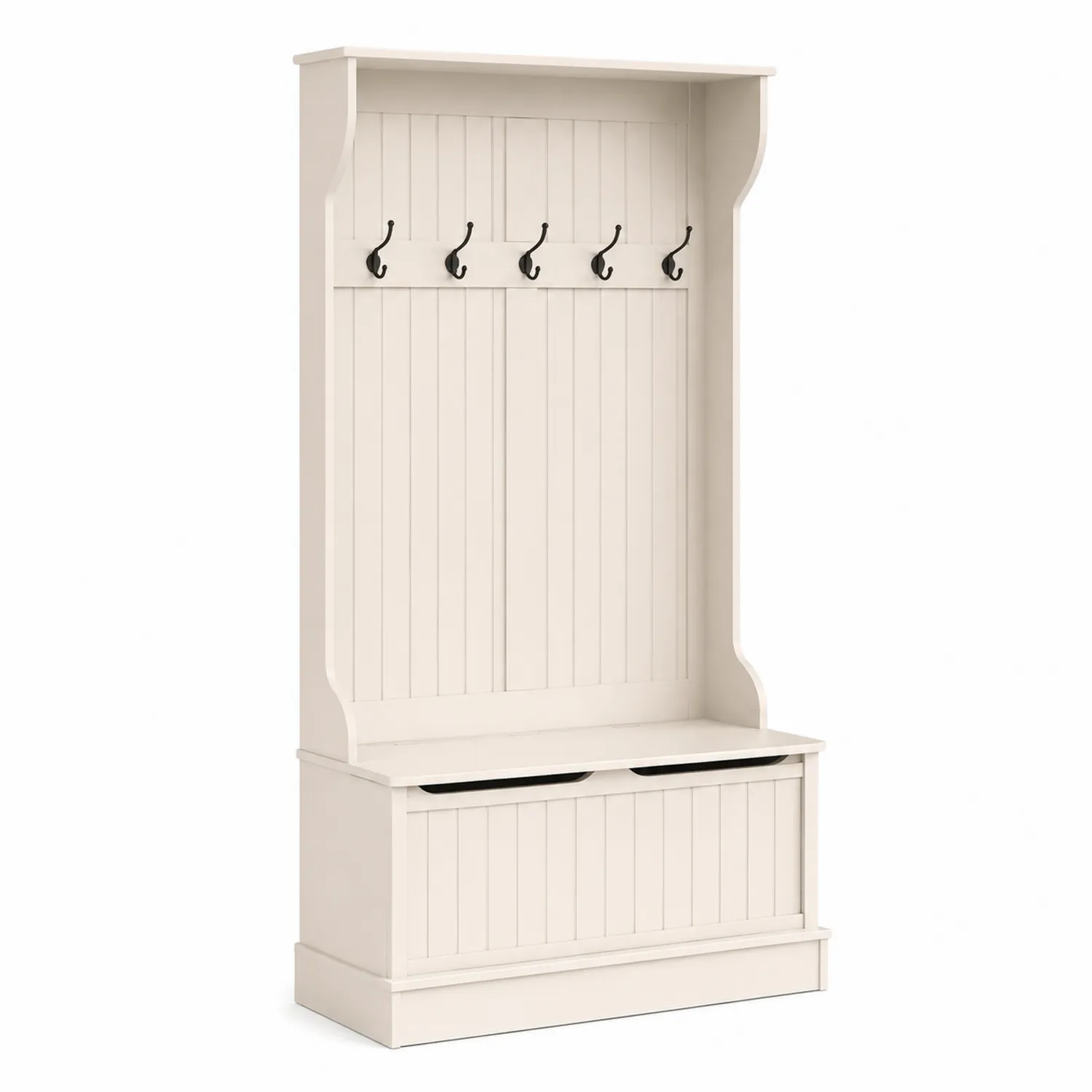 Portemanteau avec banc de rangement en bois MDF Beige