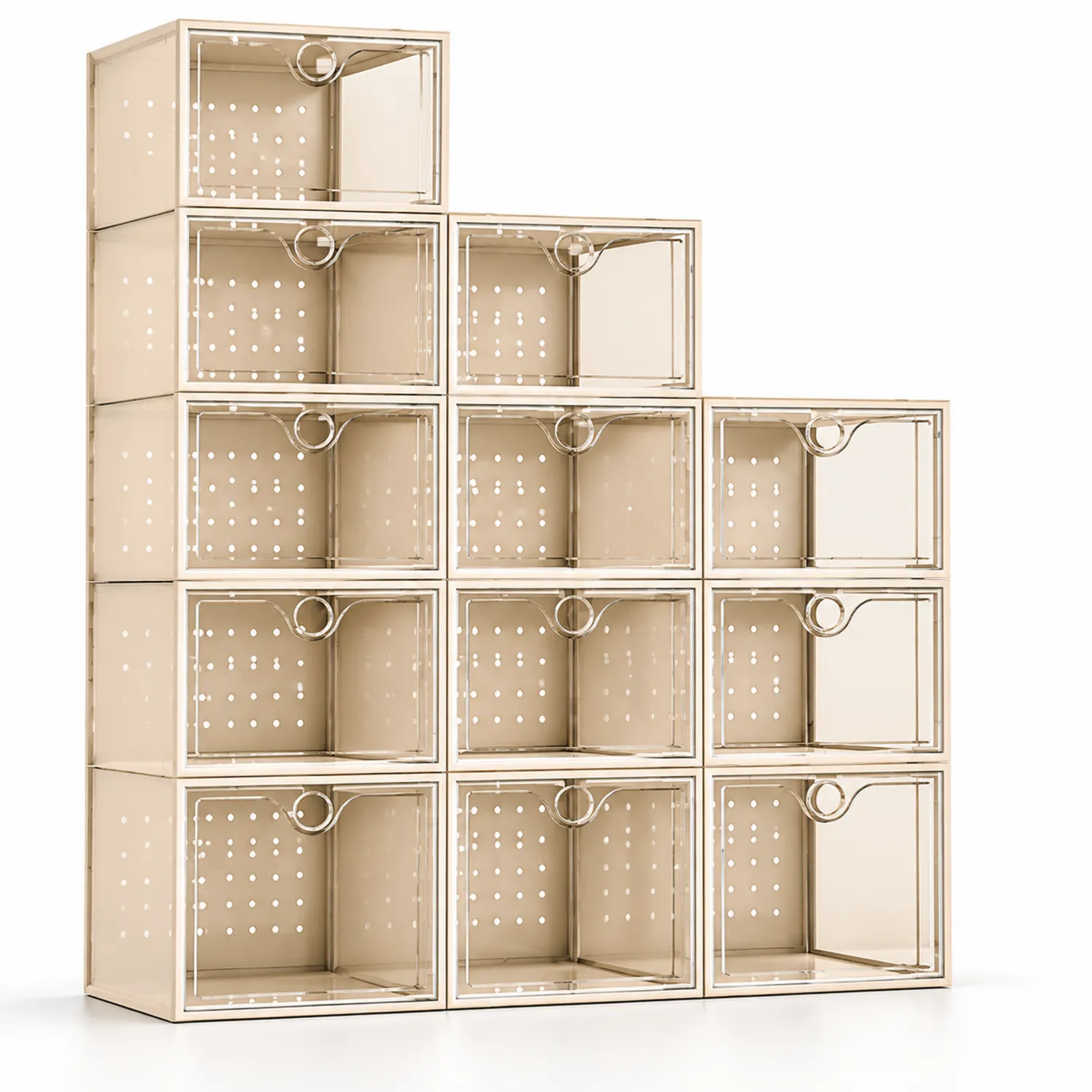 Rangement à chaussures empilable plastique transparent 12 cubes