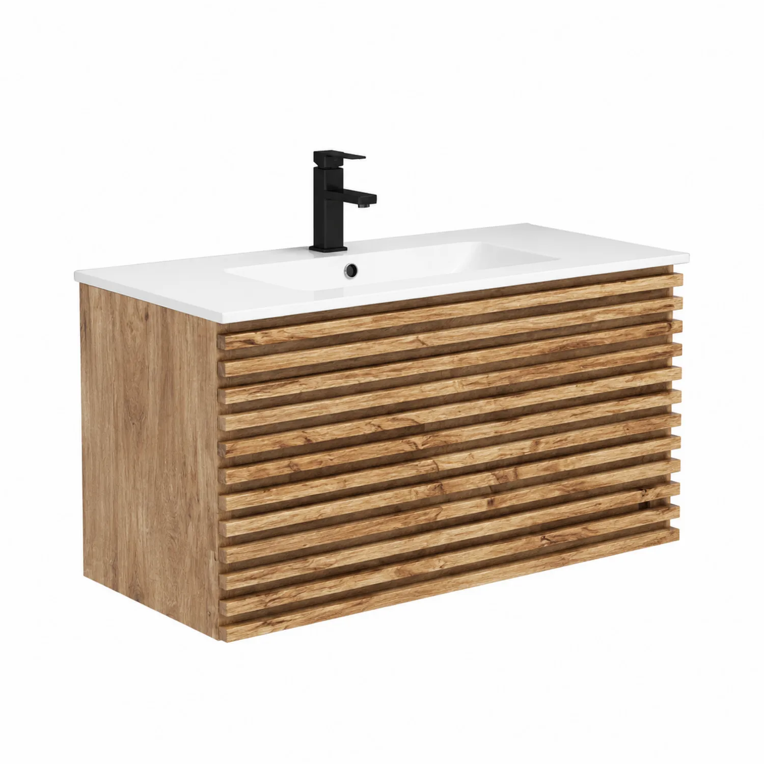 Meuble lavabo en bois avec vasque en résine 120x46x56 cm