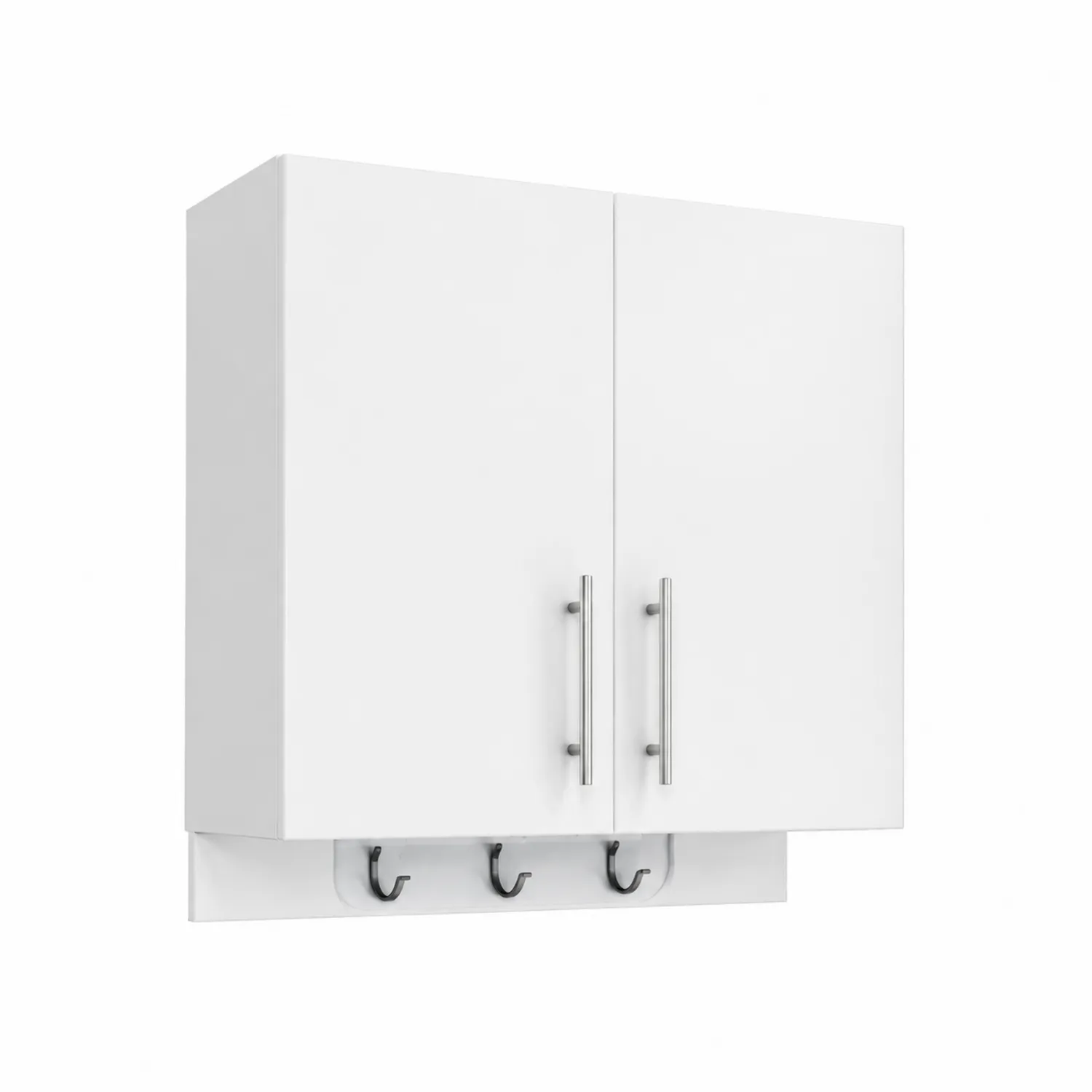 Armoire murale en bois avec crochets, Blanc