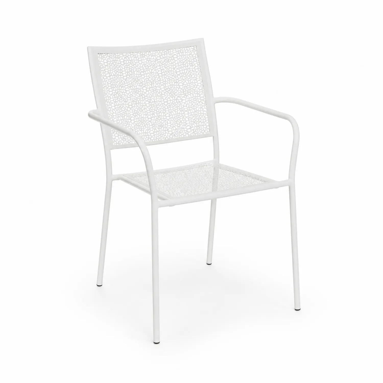 Chaise de jardin en métal blanc avec accoudoirs