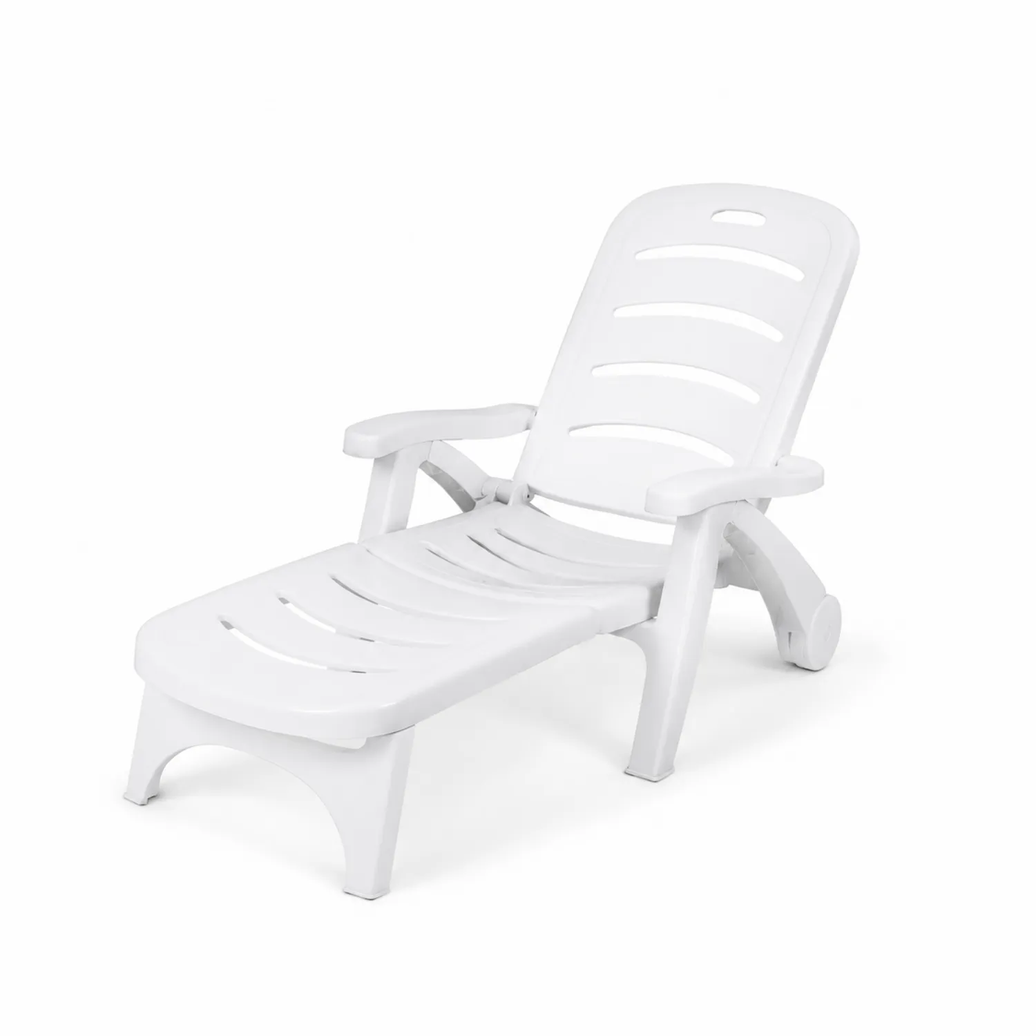 Chaise longue en plastique blanc