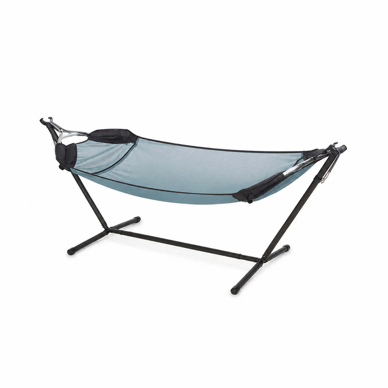 Hamac extérieur avec support acier et toile polyester Bleu