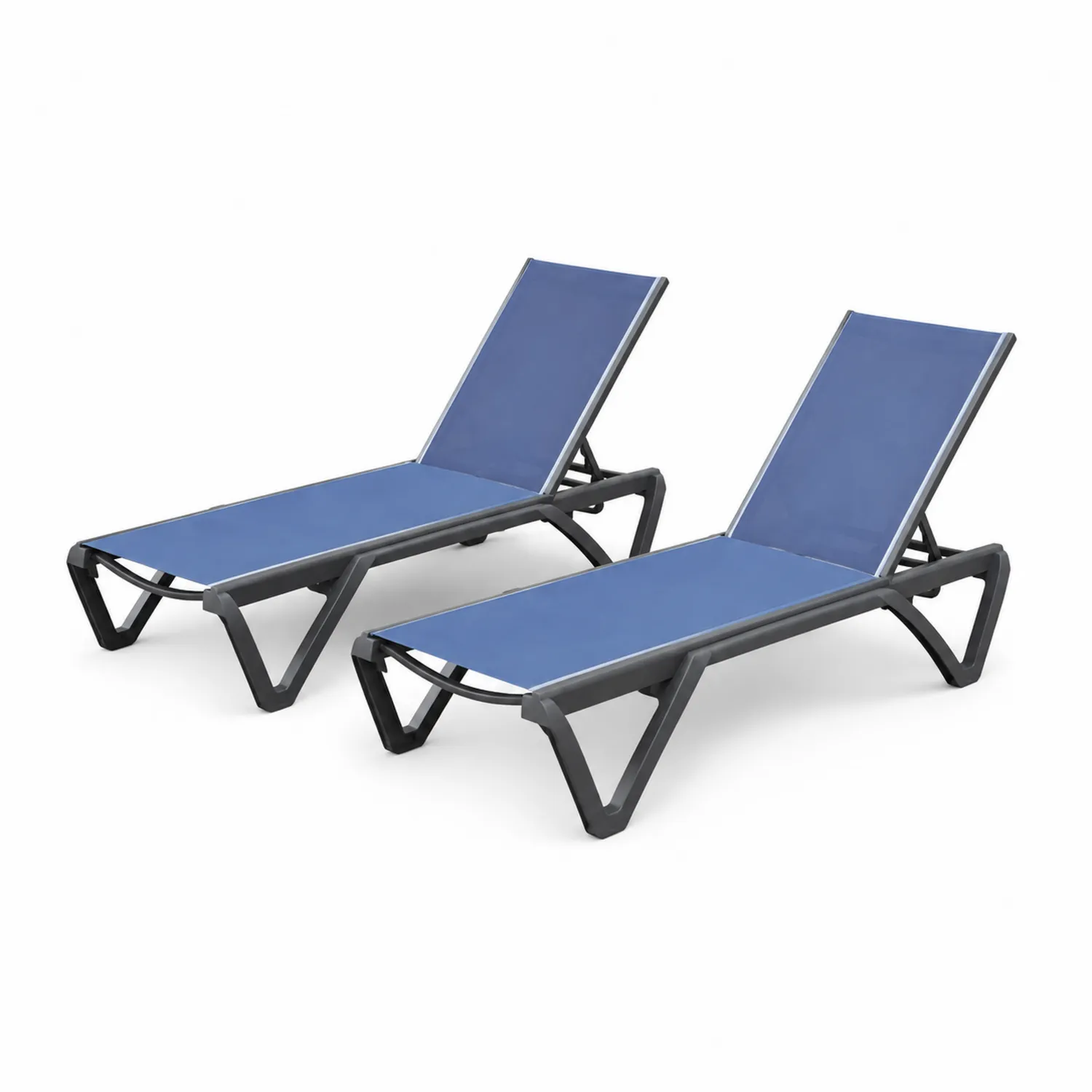 Lot de 2 bains de soleil en aluminium et textilène