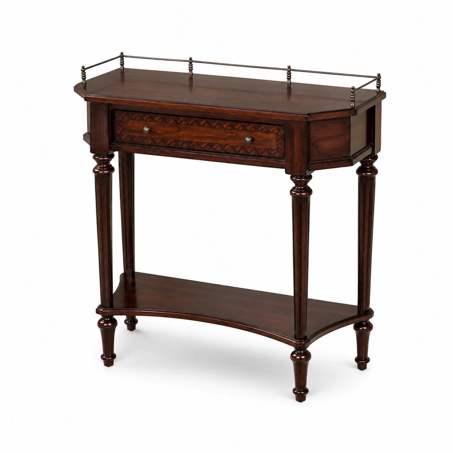 Console en Bois avec Tiroir en Bois Massif Brun